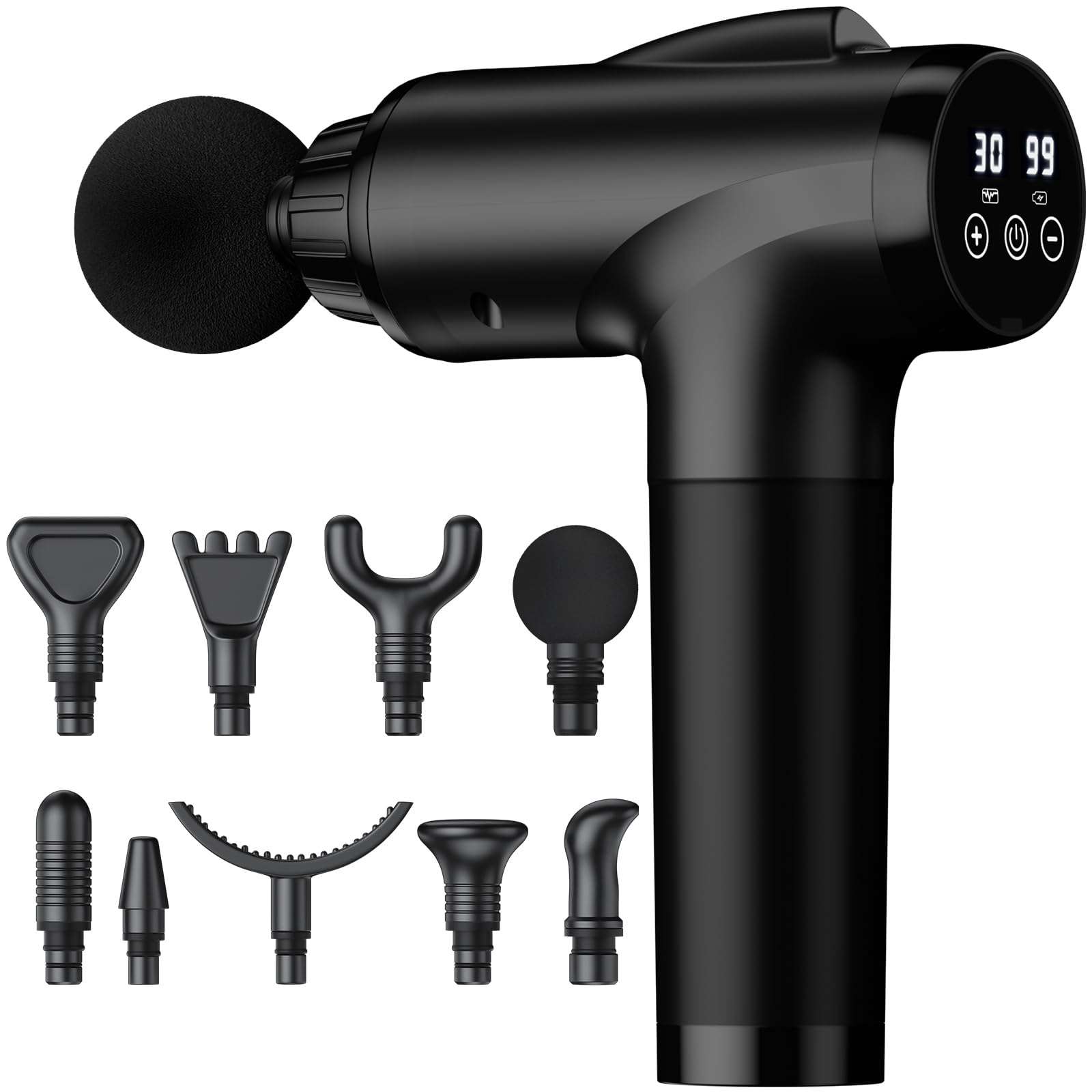 OLsky Massage Gun Deep Tissue, Handheld Electric Muscle Massager, High Intensity Percussion Massage Device for Pain Relief with 9 Attachments & 30 Speed(Black) - Image 1