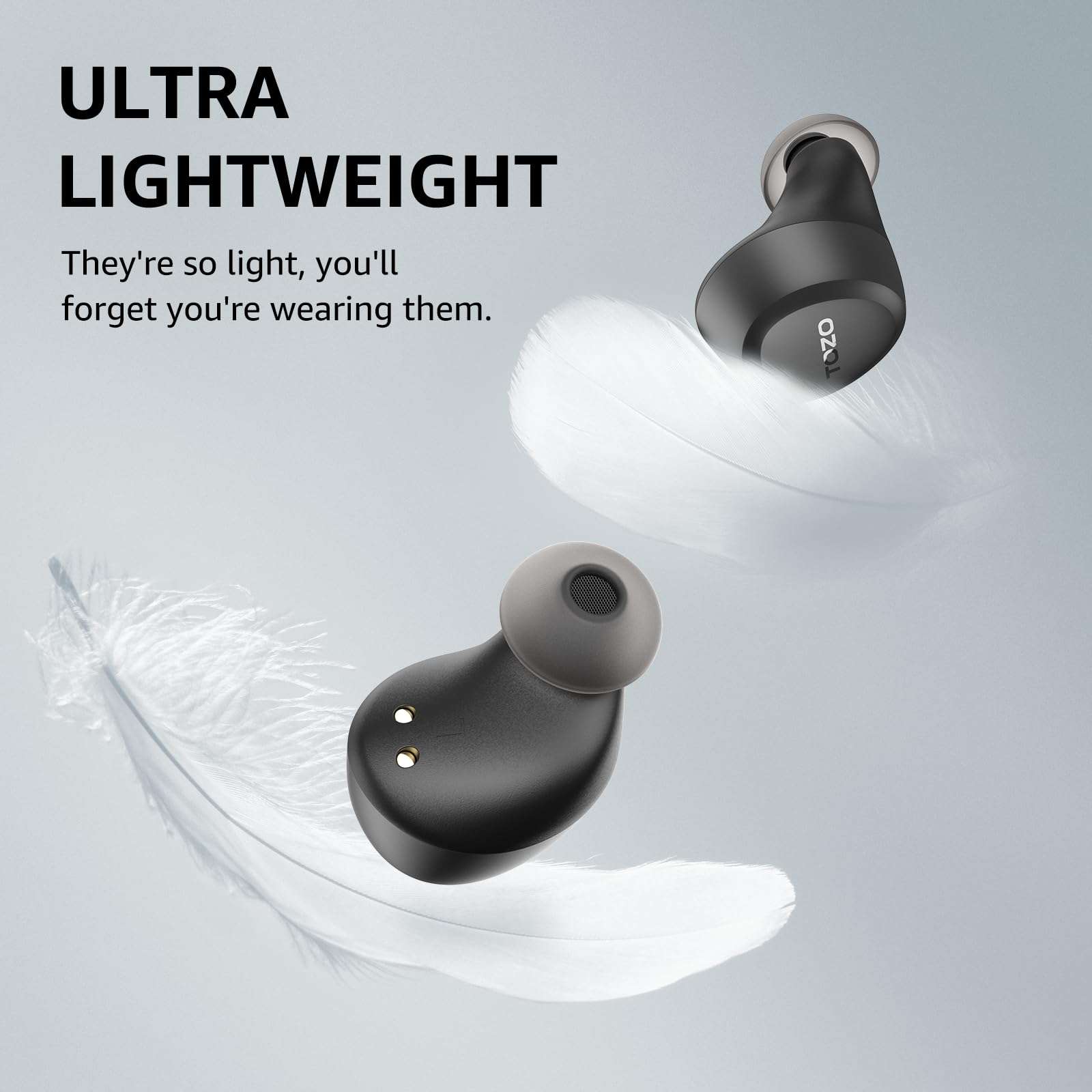 TOZO A1 Wireless Earbuds Bluetooth 5.3 Light Weight in Ear IPX5 Waterproof Headphones 2 Mic for AI Calls, Immersive Premium Sound Bass Headset with Charging Case, 32 Presets EQ Customization via App - Image 8