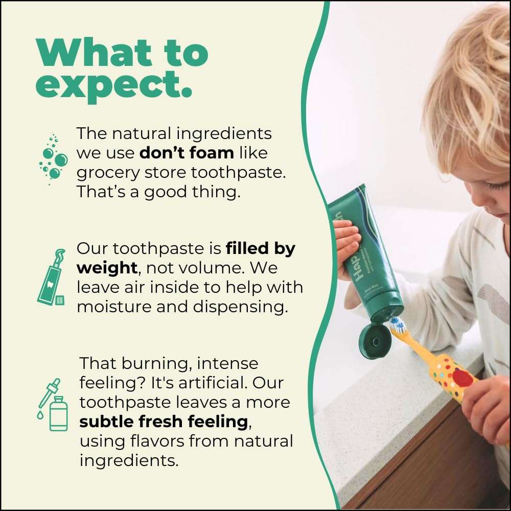 Happy Tooth Hydroxyapatite Toothpaste, Fluoride Free, Natural Whitening for Kids, Toddlers and Adults, SLS Free, Enamel Safe, Dentist Formulated with Clean Ingredients, Vanilla Frosting Flavor, 3.4oz - Image 4