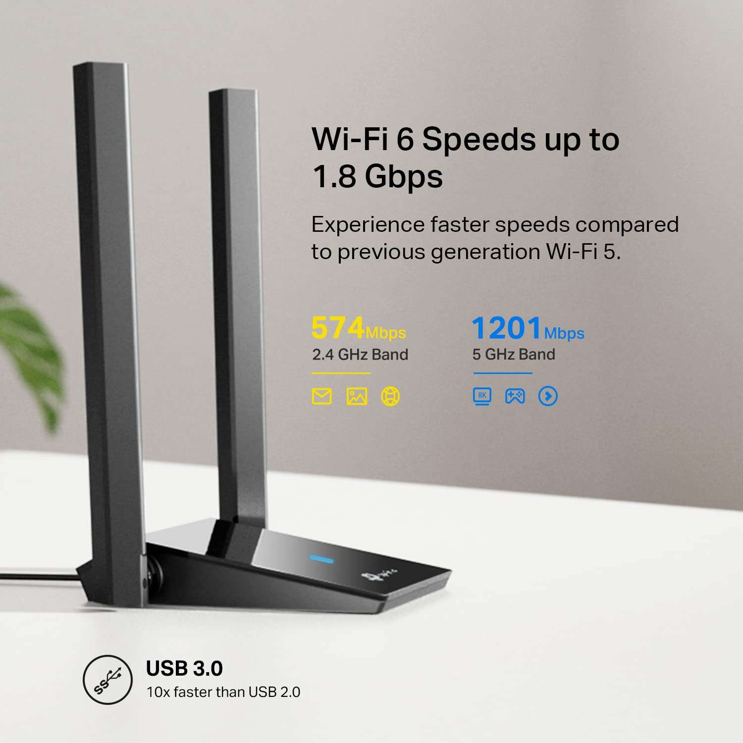 TP-Link WiFi 6 USB Adapter for Desktop PC - (Archer TX20U Plus) AX1800 Wireless Network Adapter with 2.4GHz, 5GHz, High Gain Dual Band 5dBi Antenna, WPA3, Supports Windows 11/10 - Image 3