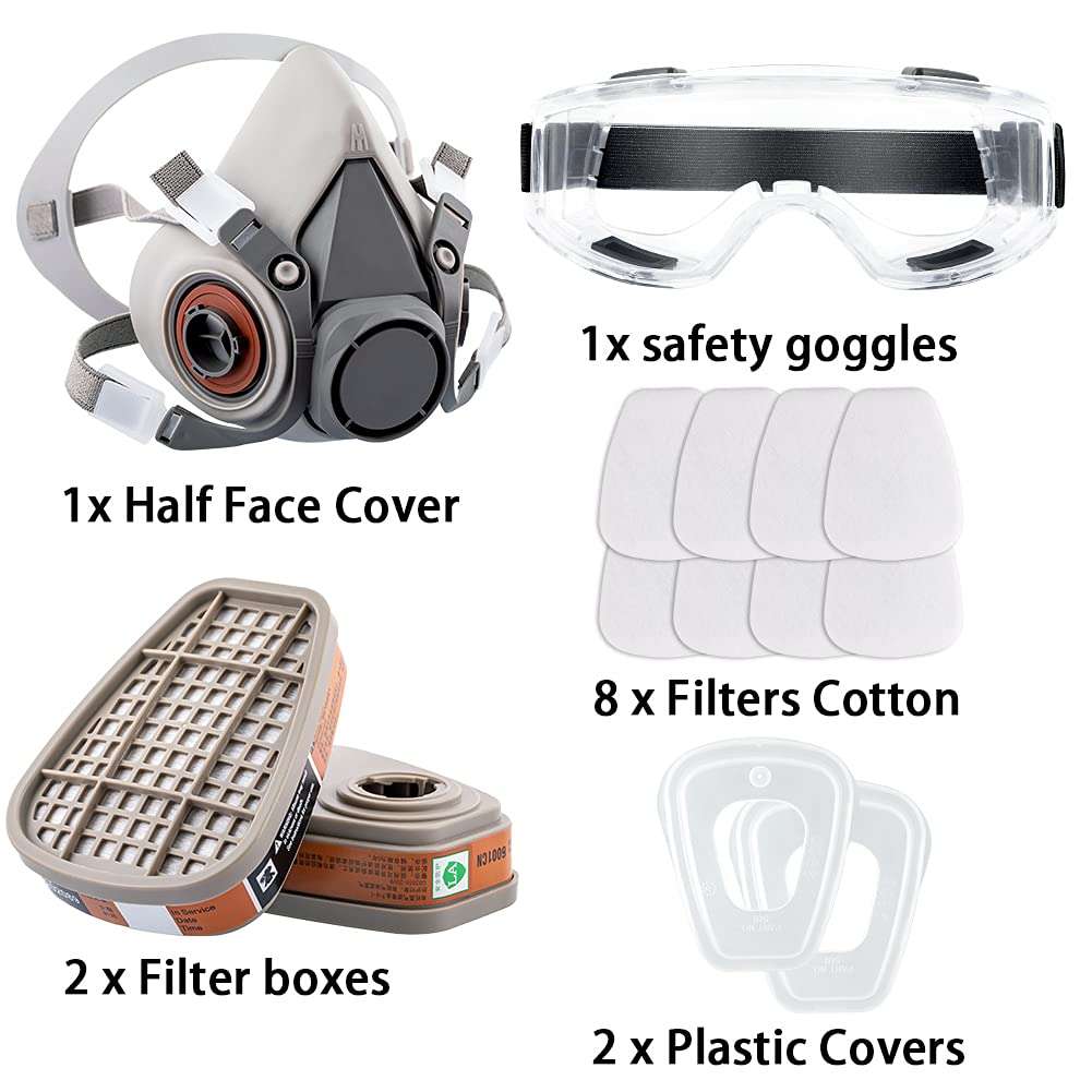 RBLCXG Respirator Reusable Half Face Cover Gas Mask with Safety Glasses, Filters for Painting, chemical, Organic Vapor, Welding, Polishing, Woodworking and Other Work Protection - Image 7