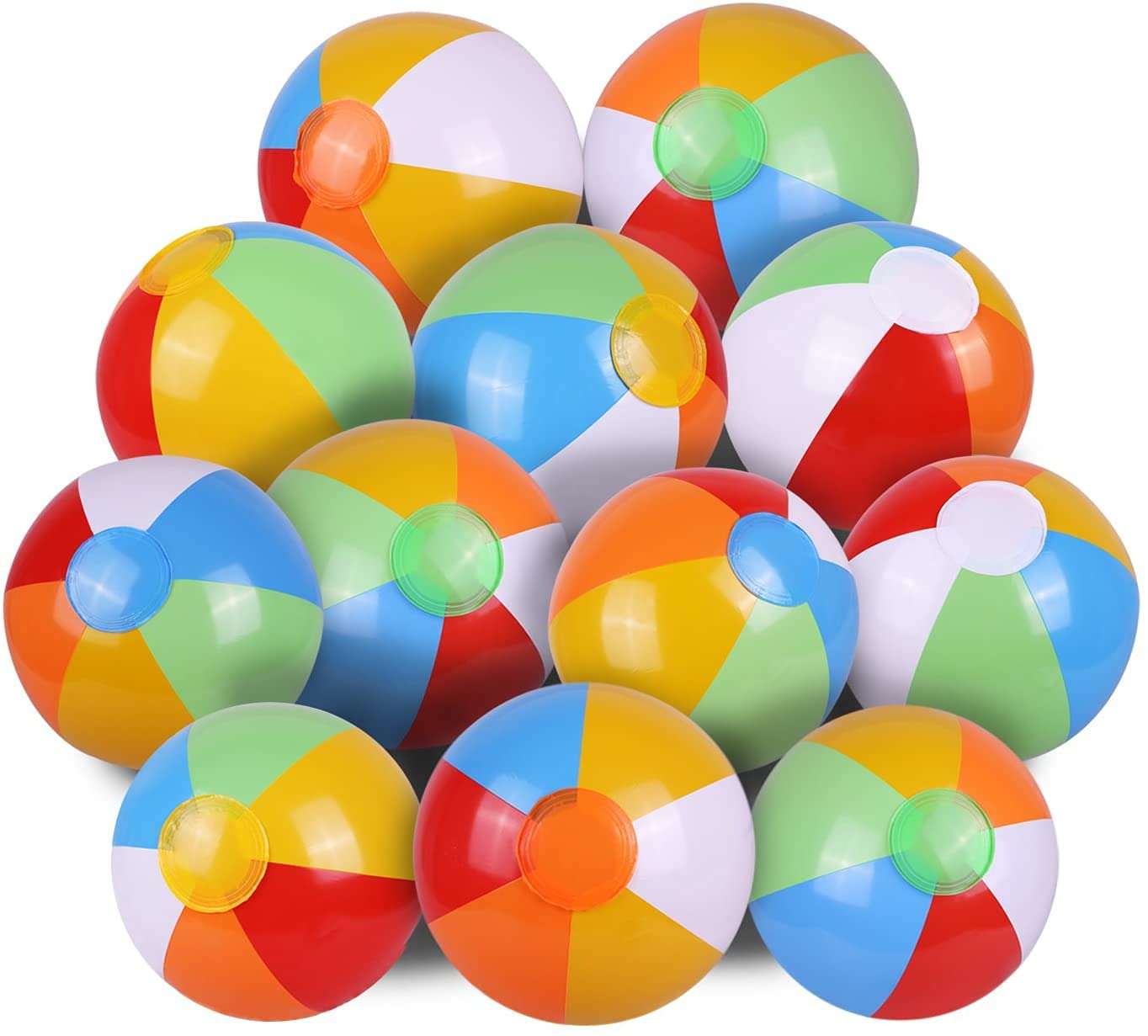 SYZ 12" Beach Balls Bulk - Inflatable Swimming Pool Toys for Kids Birthday Party Supplies Favors Luau Decorations - Blow Up Classic Rainbow Color Beachball Summer Water Games Fun Gifts (12 Pack) - Image 1