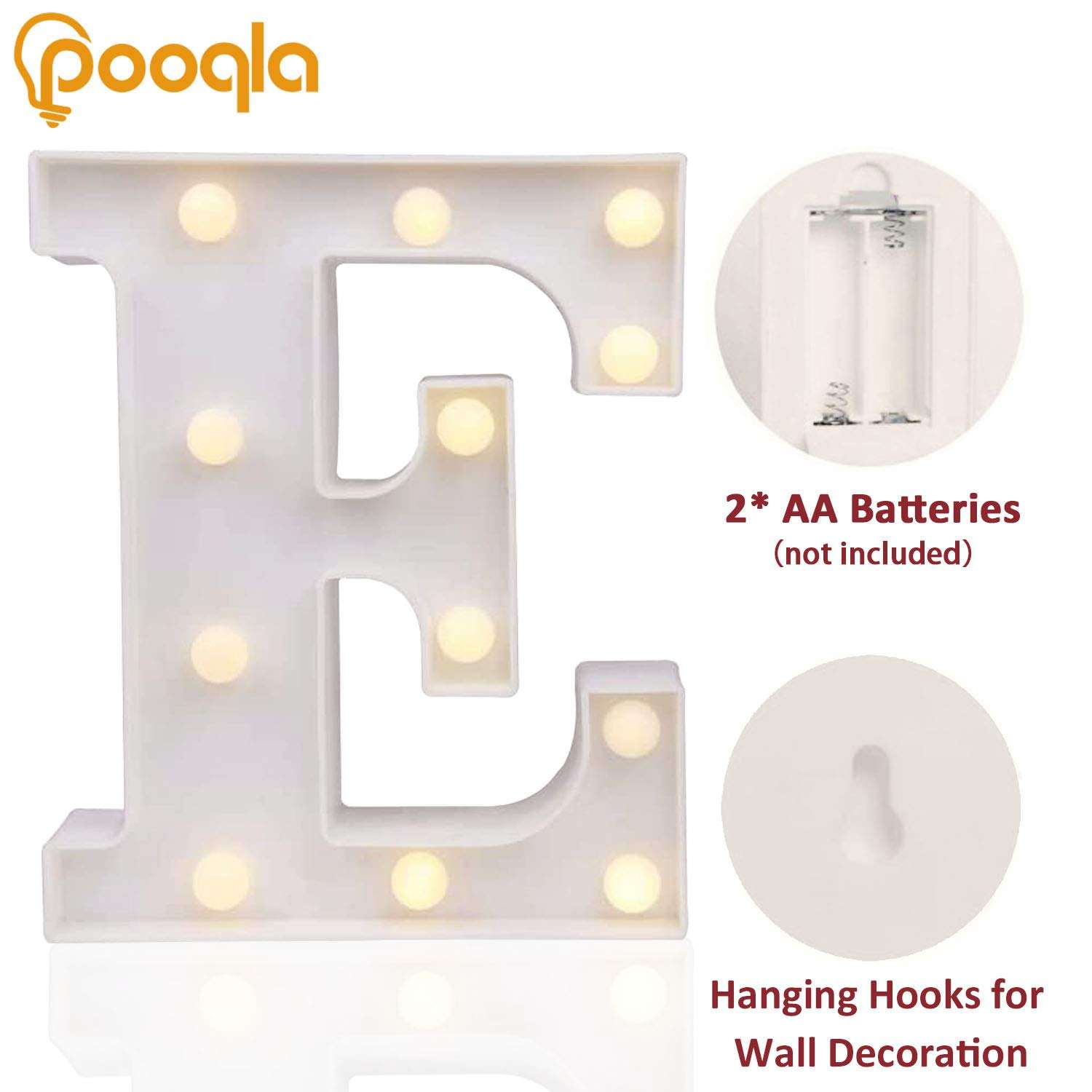 Pooqla LED Marquee Letter Lights Sign, Light Up Alphabet Letter for Home Party Wedding Decoration E - Image 3