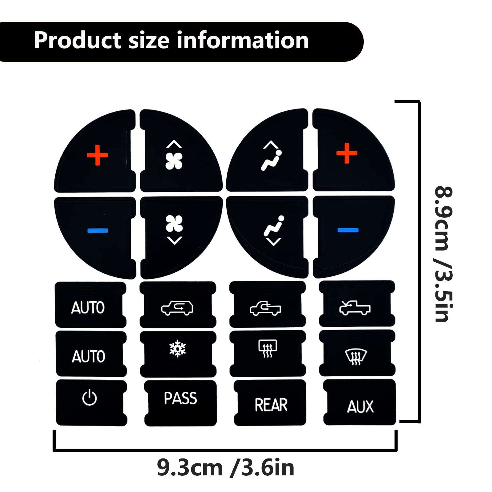 2 Packs AC Dash Button Repair Kit -Compatible with Chevy, Best for Fixing Ruined Faded A/C Control Buttons - Decal Replacement Fits Select 07-14 GM Vehicles - Car SUV Van Truck Accessories - Image 4