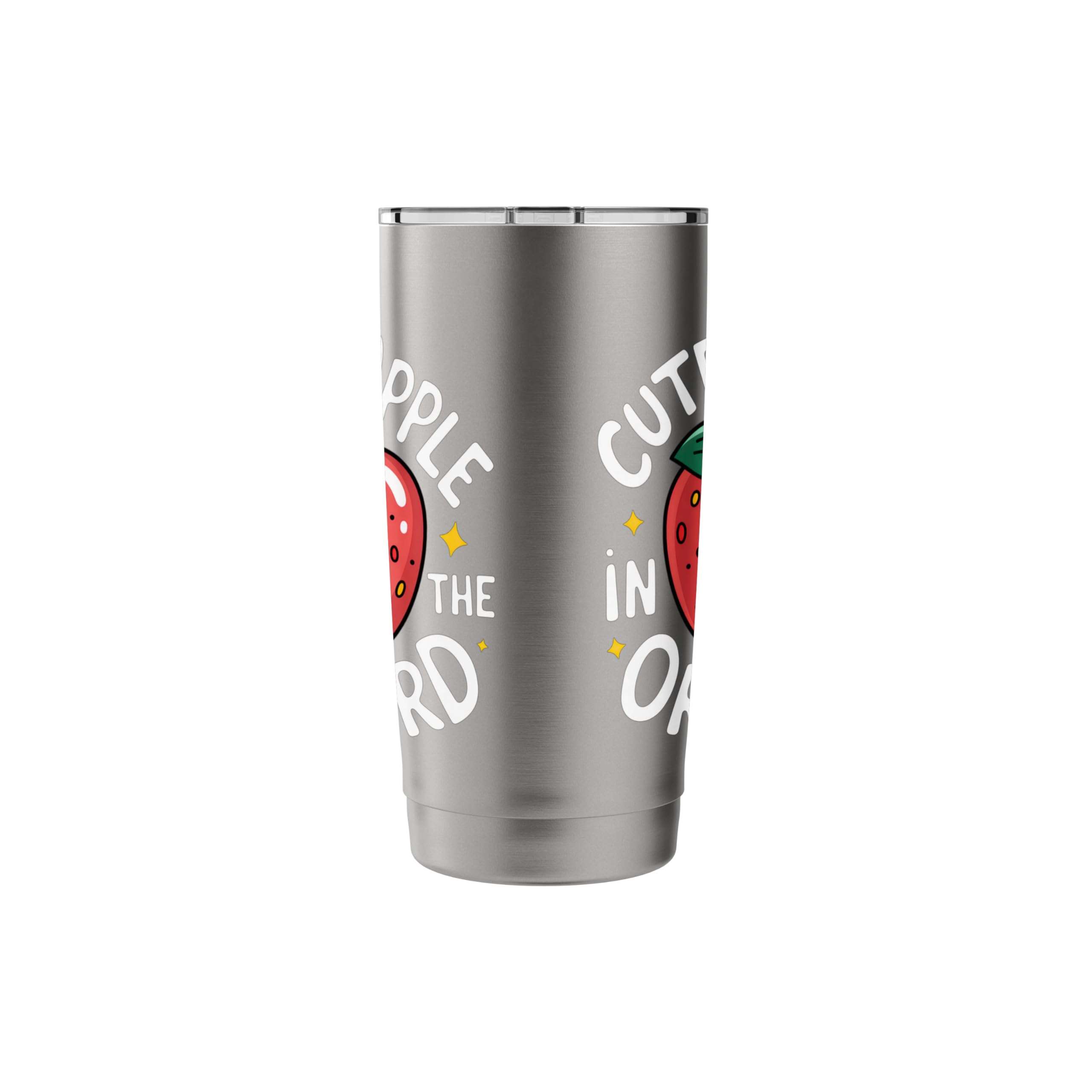 Cutest Apple In The Orchard Adorable Face Fun Joy Smiles Stainless Steel Insulated Tumbler - Image 3