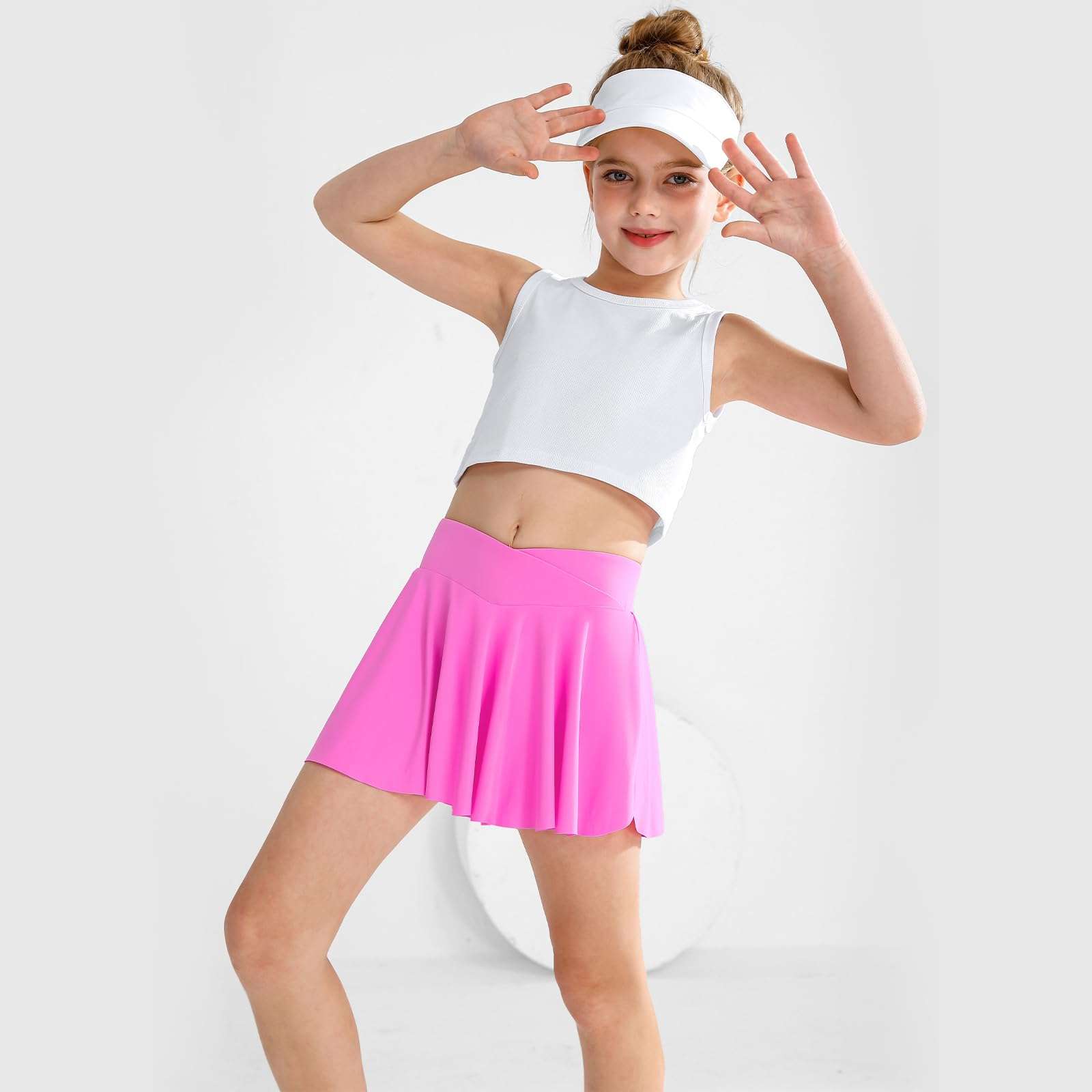 Girls' Athletic 2-in-1 Flowy Cheer Dance Biker Shorts Tennis Skirt Butterfly Skorts with Pocket for Girl Size 5-14 Years - Image 6