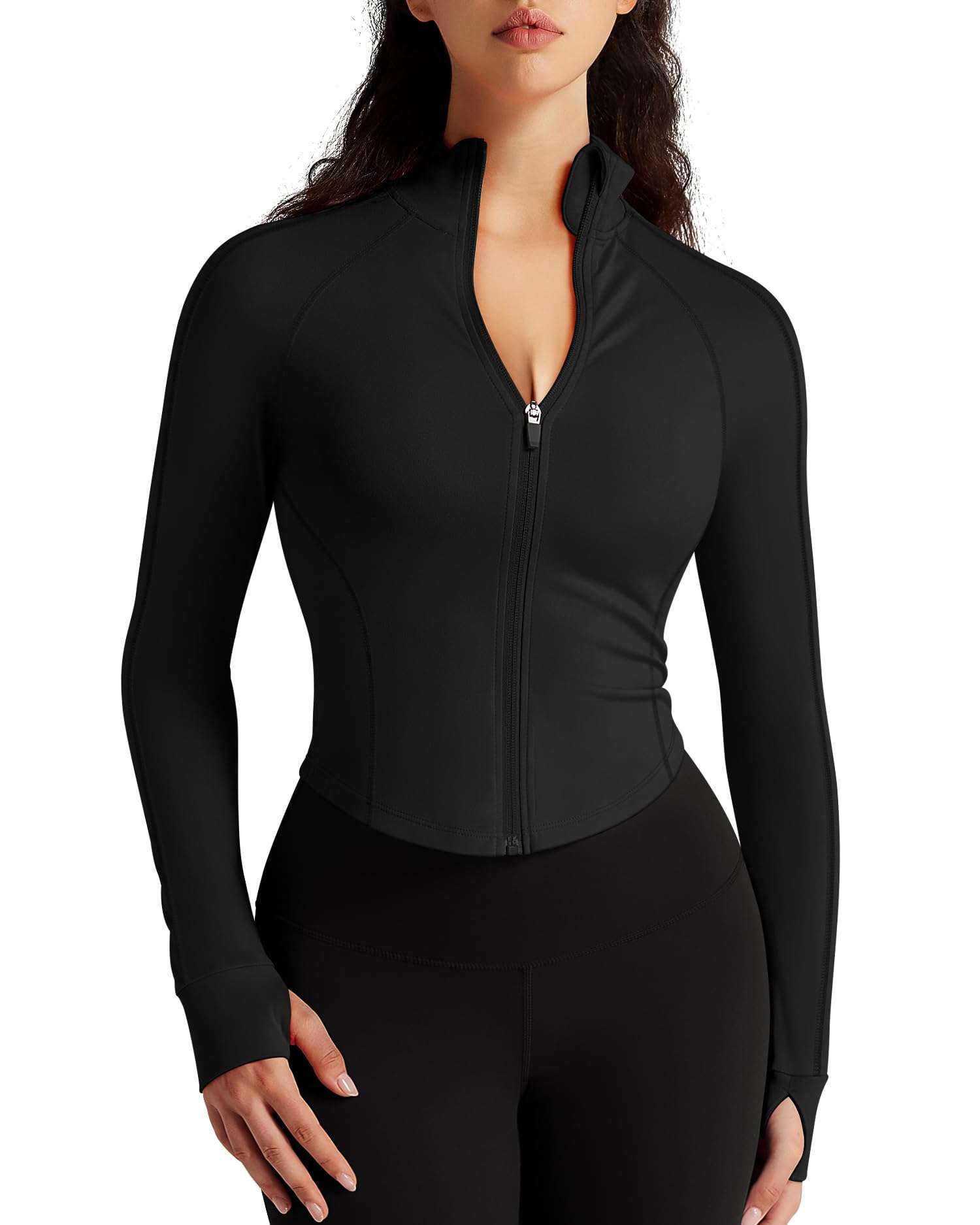 colorskin Womens Zip Up Bbl Jacket Lightweight Cropped Athletic Jacket Track Gym Workout Jackets for Running Yoga Hiking - Image 1