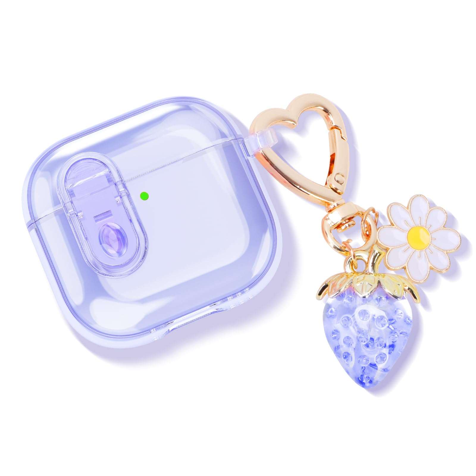 Clear Case with Safety Lock Compatible with AirPods 4 (2024) | Soft TPU Transparent | Women/Girl Design | Strawberries Keychain | 4th Generation Earbuds Case - Image 6
