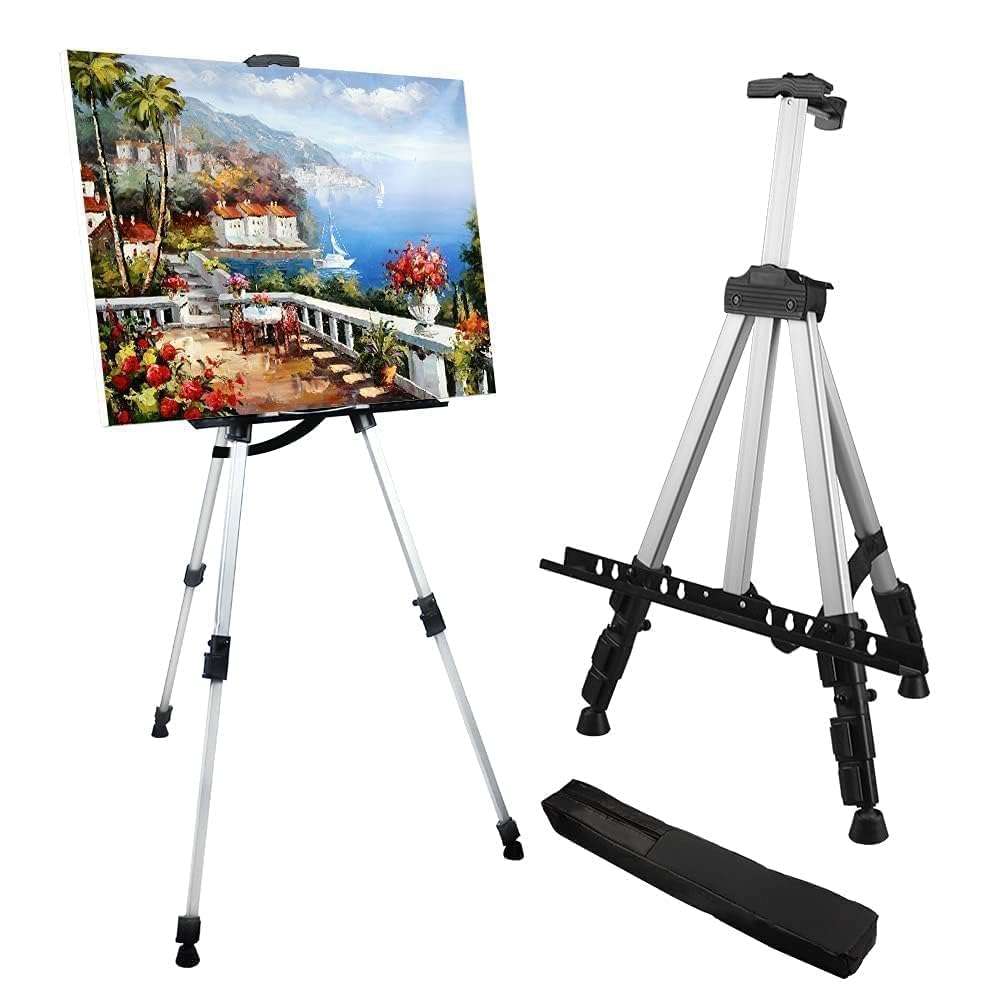 Art Easel Stand for Painting and Sign - RRFTOK Aluminum 66 Inch Metal Tripod Adjustable Portable Easels for Display - Canvas Stand for Table Top Floor Drawing for Artists Adult Holder or Teen - Image 1