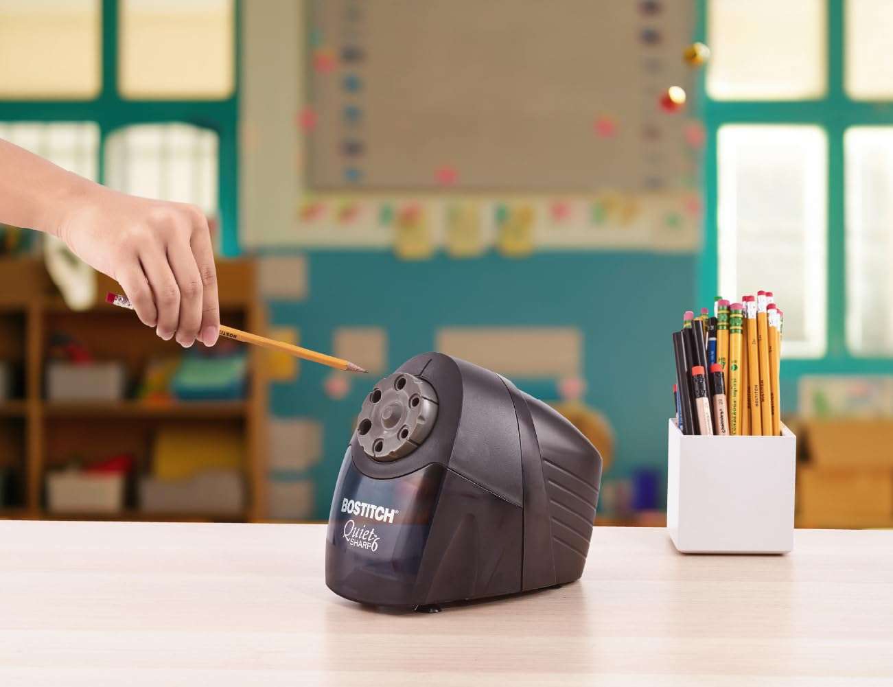 Bostitch Office QuietSharp 6 Electric Pencil Sharpener, Heavy Duty Classroom Sharpener, Size Selector with 6 Different Sizes, Perfect for Classroom and Homeschool Use, Black - Image 7