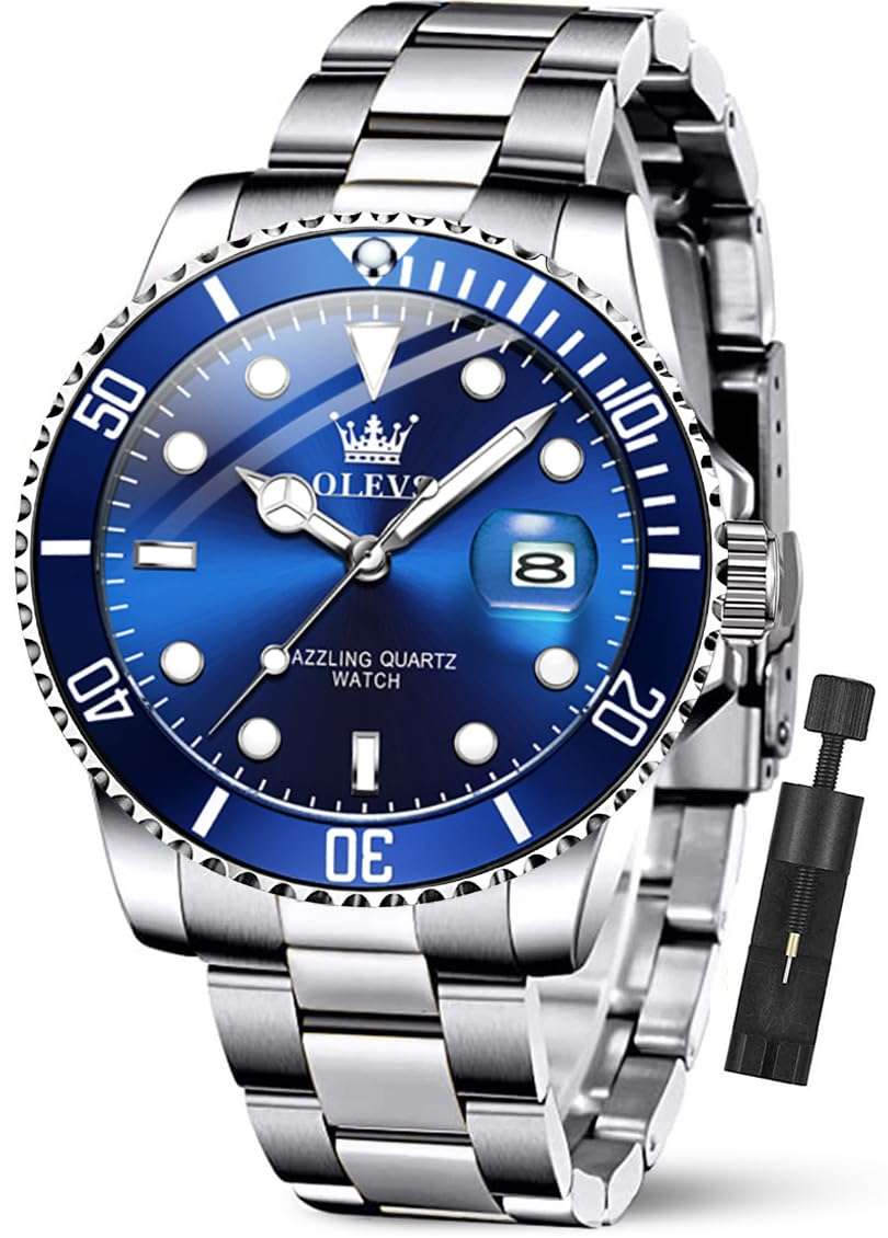 OLEVS Luxury Watches for Men Big Face Stainless Steel Business Dress Analog Quartz Watch with Day Waterproof Luminous Mens Wrist Watch - Image 8