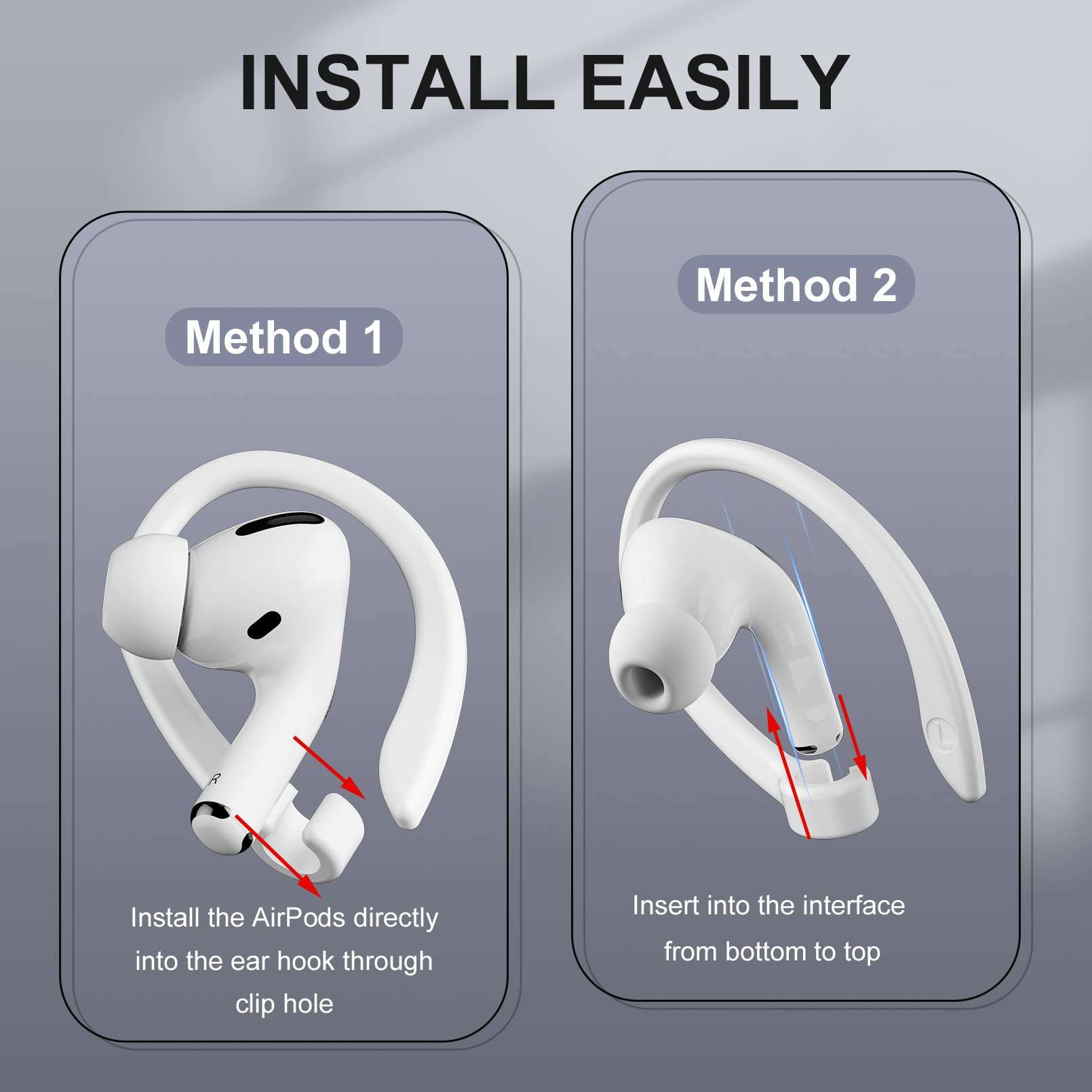 ICARERSPACE 2 Pairs AirPods Ear Hooks for AirPods Pro 3, AirPods Pro 2, AirPods Pro, AirPods 4, 3, 2 & 1, Upgraded Anti Slip Sports Clip Hooks for AirPods 1, 2, 3, 4,Pro, Pro 2, Pro 3 – White - Image 5