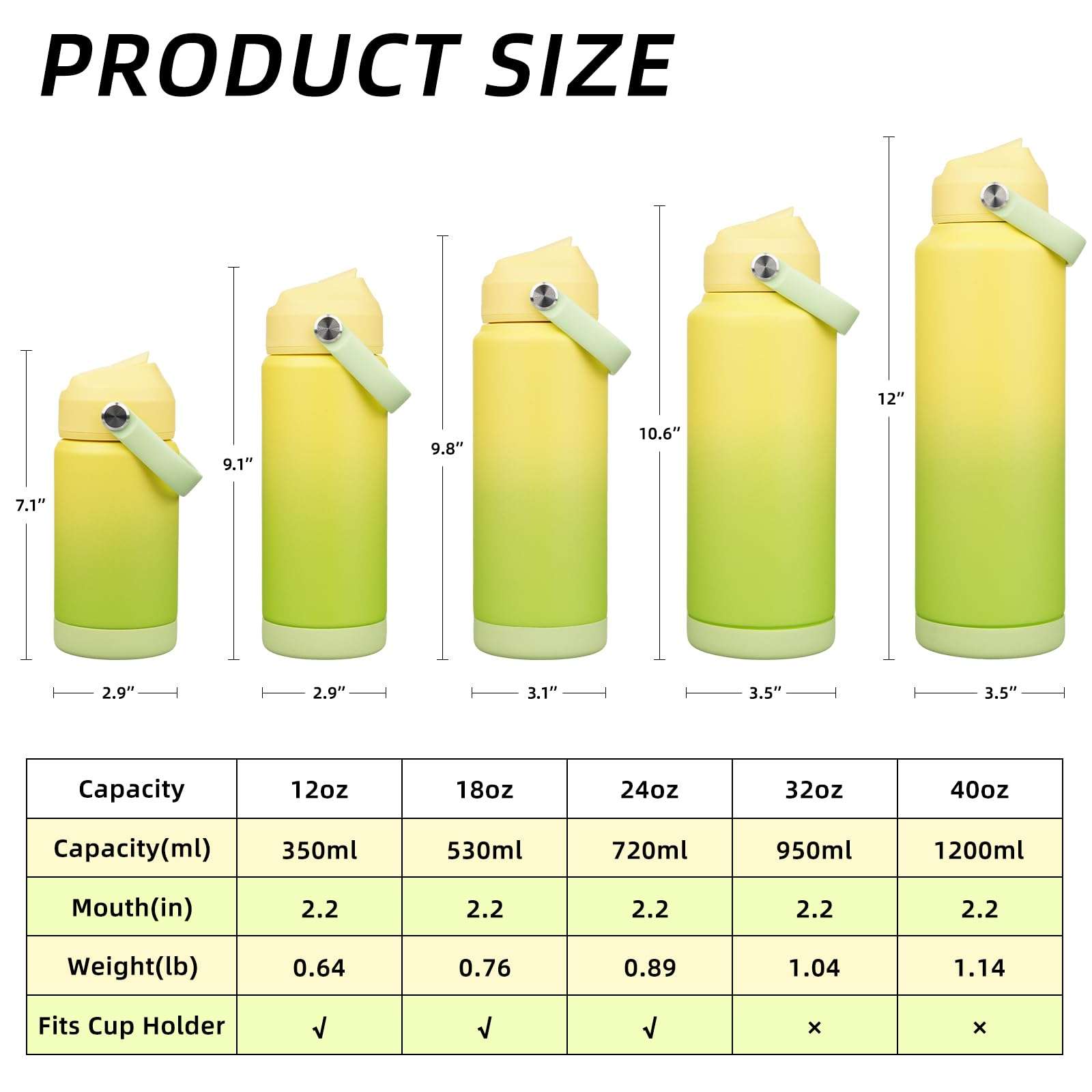 BJPKPK Water Bottle with Straw Lid, 24oz Vacuum Insulated Water Bottles, Metal Stainless Steel Thermo for Sports, Travel, BPA Free Leak Proof Thermo, Cups, Flasks, Tumblers,Fresh Green - Image 3