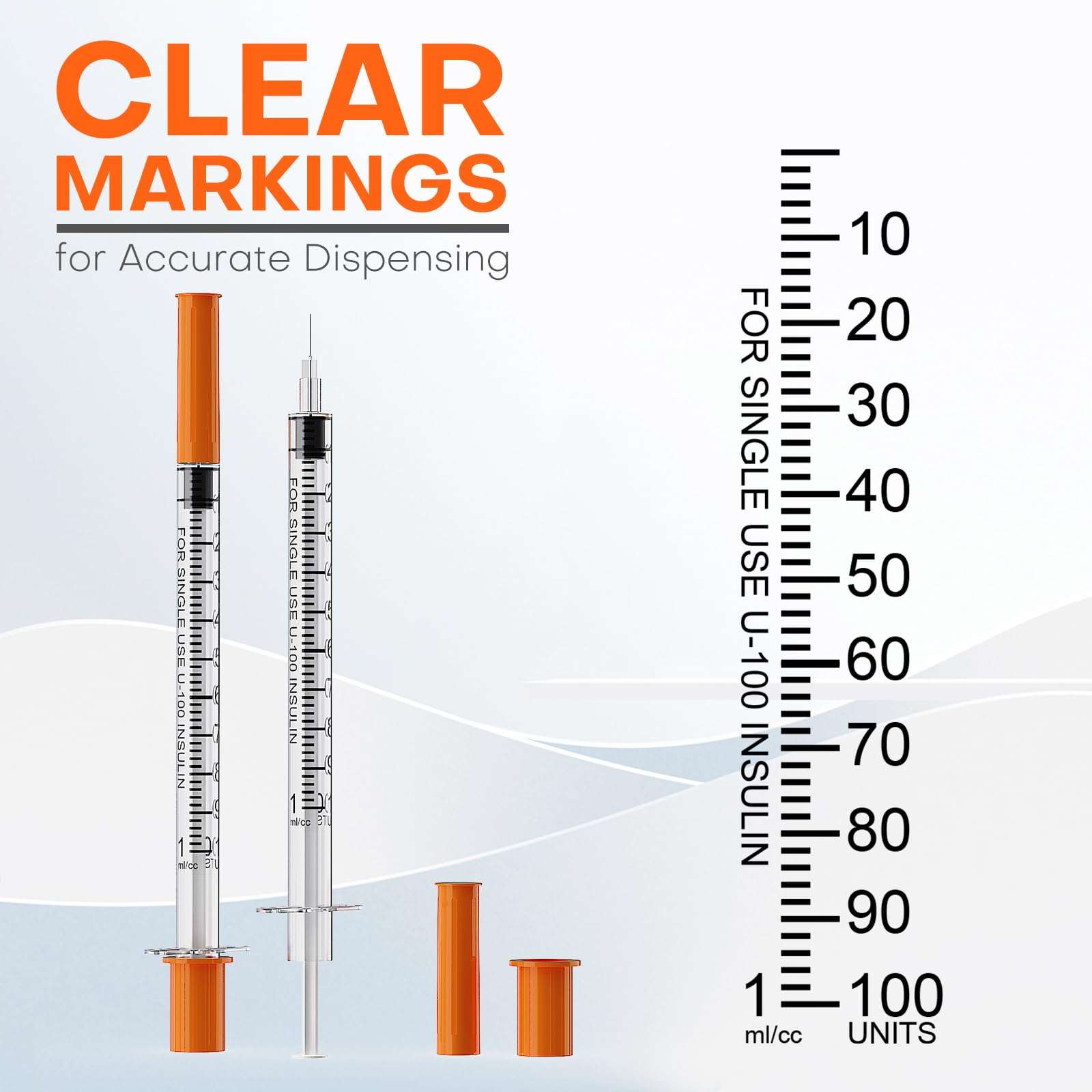 Insulin Syringe U-100 | 1cc with 31G 5/16" (8mm) Needle, Pack of 100 - Image 2