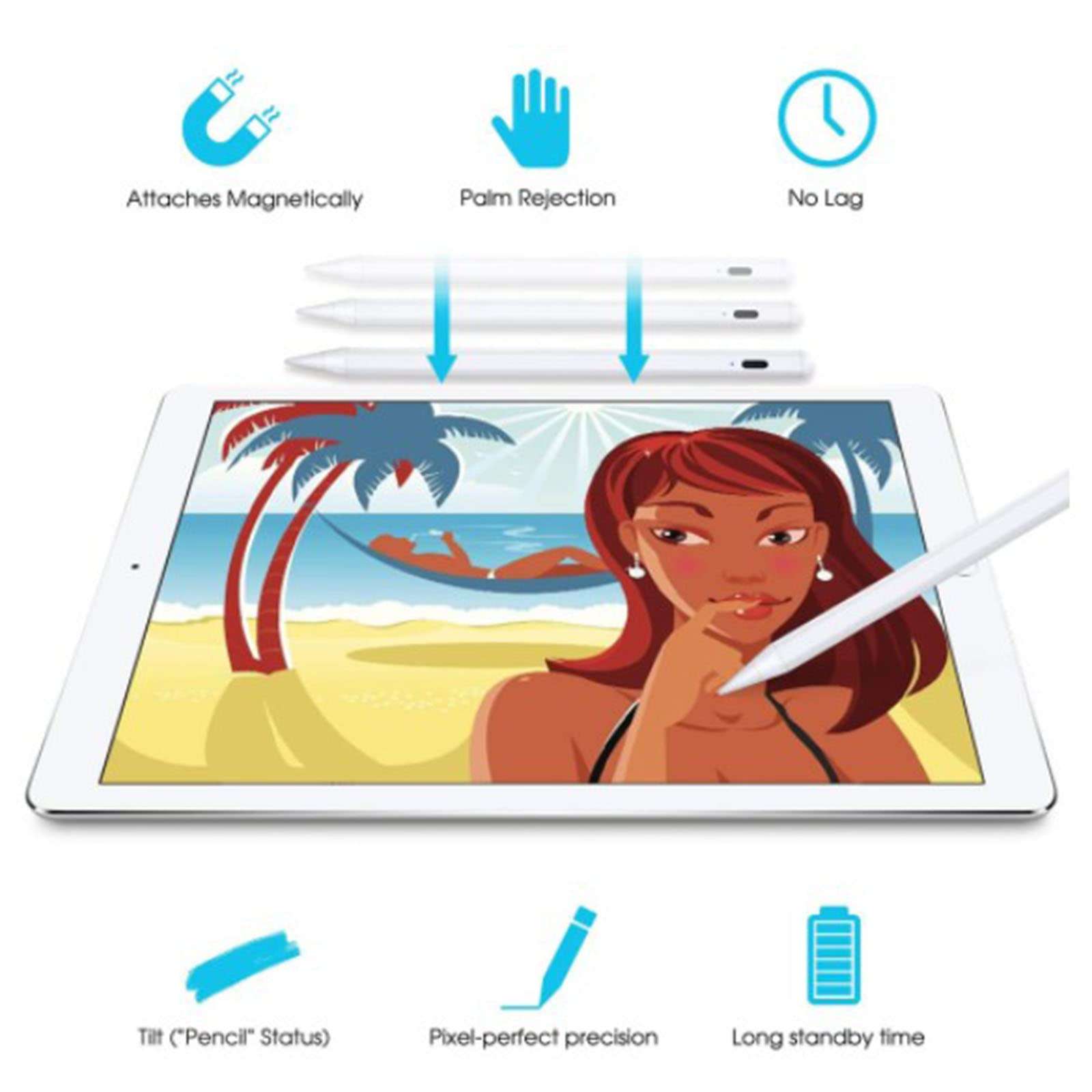 Stylus Pen for ipad with Tilt Sensitive & Palm Rejection, Active Pencil Compatible with Apple iPad Pro 11/12.9 Inch, iPad 6/7/8/9/10th Generation, iPad Air 3rd/4th, iPad Mini 5/6th Gen - Image 3