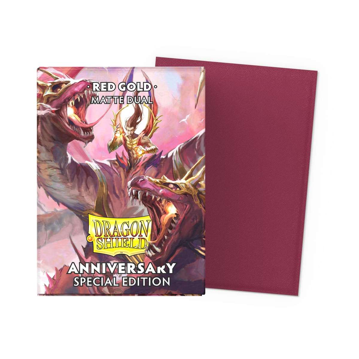 Dragon Shield | Matte Dual Standard Size Card Sleeves | 100 CT - Smooth & Tough Premium TCG Sleeves - Compatible with Pokemon, Flesh & Blood, One Piece & Magic The Gathering | Red/Gold - Image 2