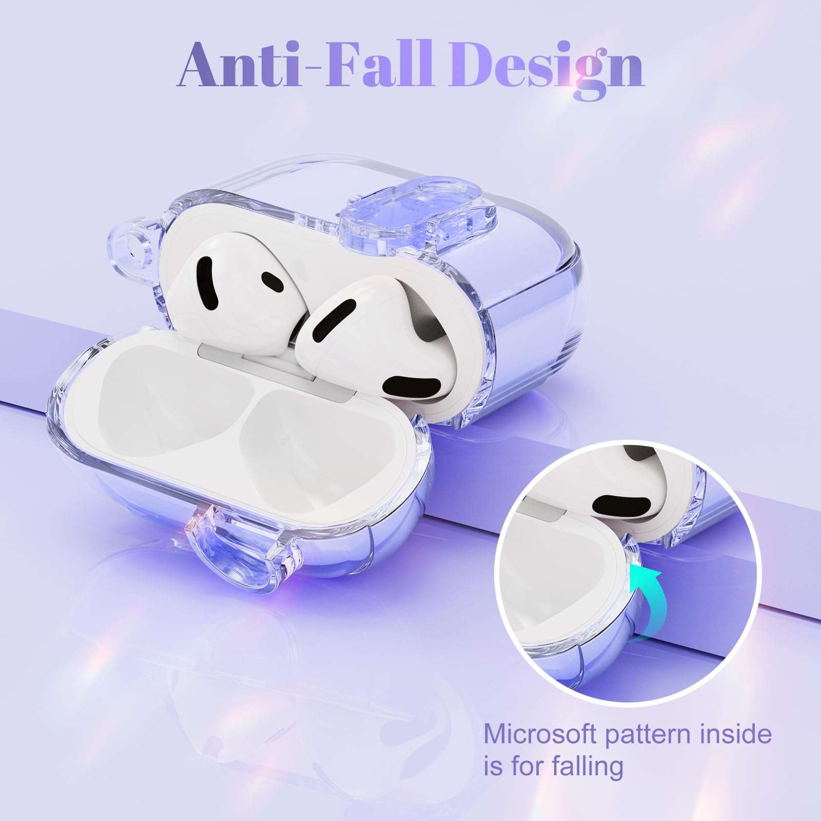 Clear Case with Safety Lock Compatible with AirPods 4 (2024) | Soft TPU Transparent | Women/Girl Design | Strawberries Keychain | 4th Generation Earbuds Case - Image 3