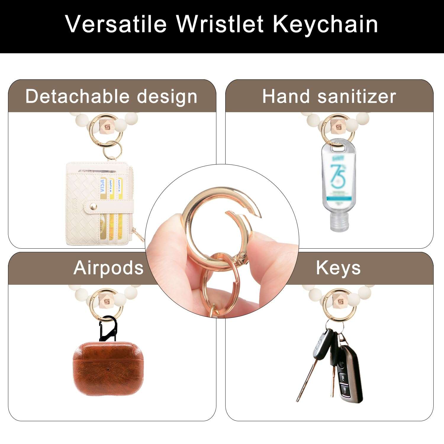 COOLANS Silicone Bracelet Wristlet Wallet Credit Card Holder RFID,ID Window,Key Ring Tassel,Slim Wallet Women Keychain Purse - Image 7
