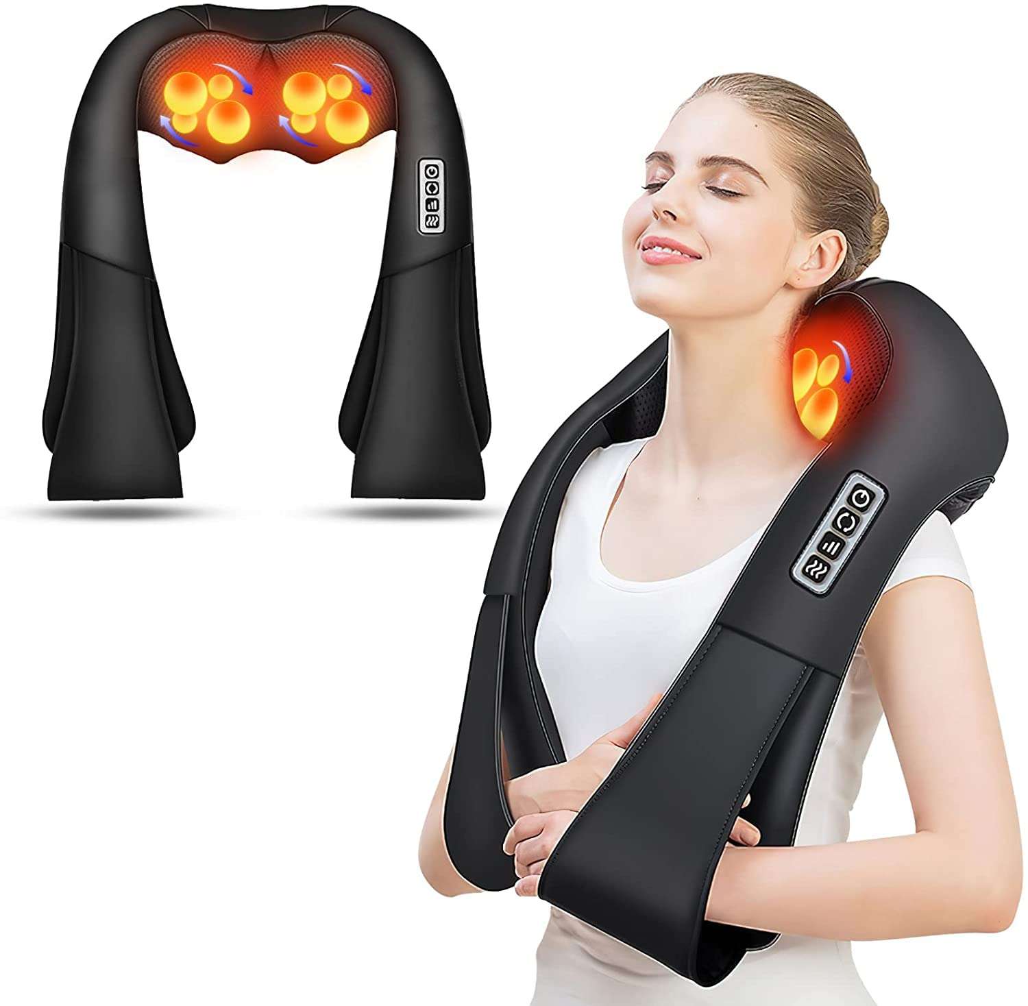 AERLANG Shiatsu Back and Neck Massager, Back Massager Deep Tissue Kneading Neck and Shoulder Massage with Heat, Electric Massage Pillow Fathers Day Gift Ideas from Daughter Son(NOT Cordless) - Image 1