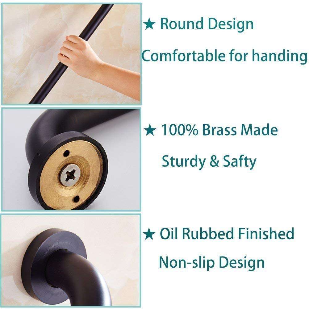 ELLO&ALLO Oil Rubbed Bronze Bathroom Shower Grab Bar, Home Care Bath Hardware (16 Inch) - Image 3