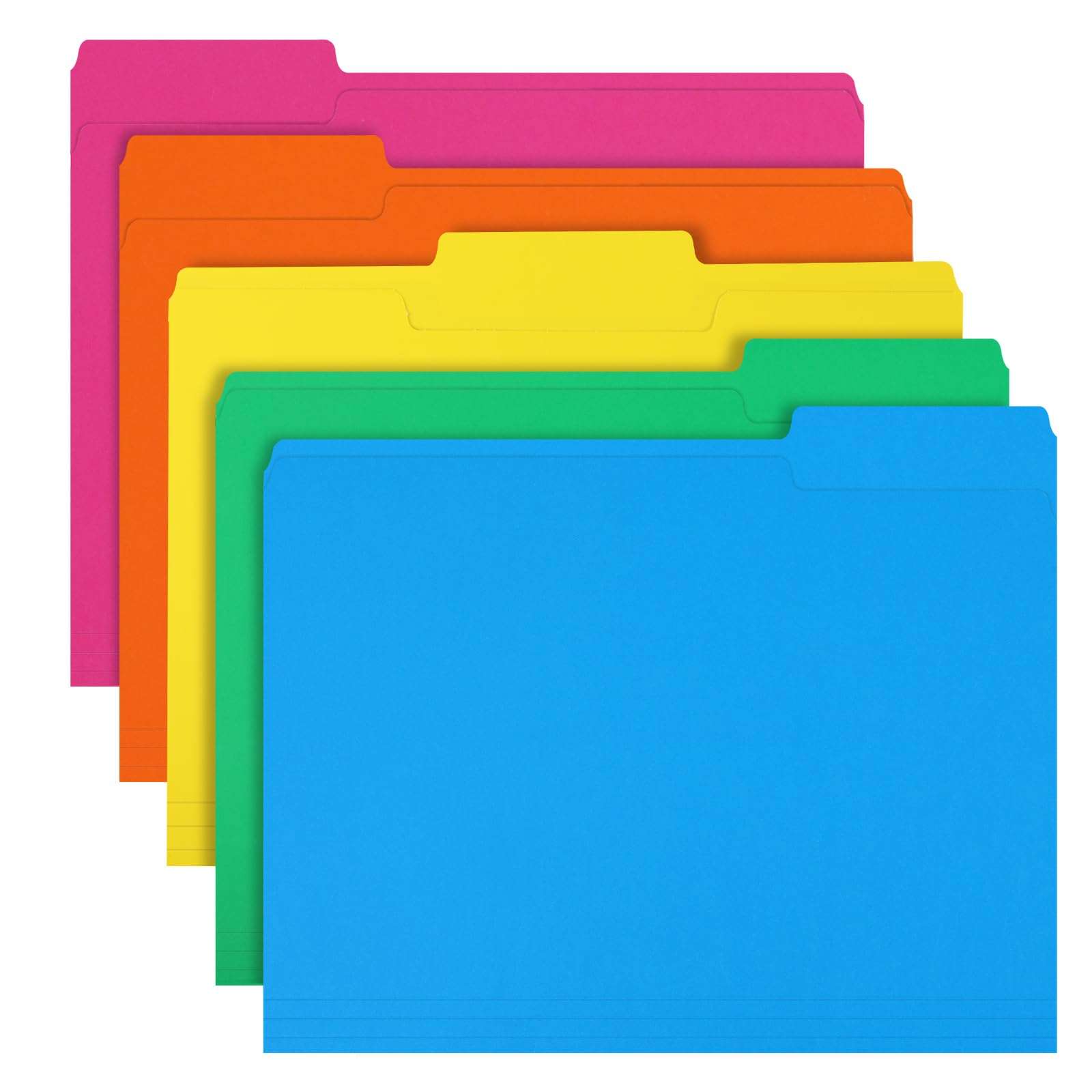 File Folder, RAZCC 150 Pack 1/3 Cut Tab Colored File Folders, File Folder Letter Size for Office Classroom Use, Assorted 5 Colors Folders with Tabs - Image 1