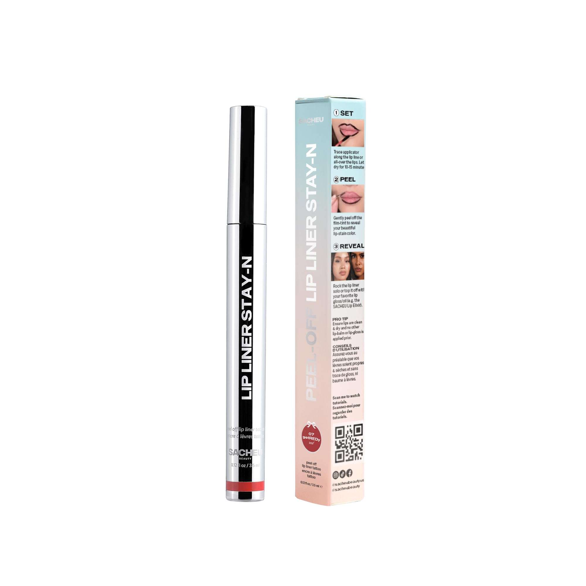 Sacheu Lip Liner STAY-N Peel Off Lip Stain — Long Lasting Matte Lip Tattoo Transfer Proof Lipstain Infused with Hyaluronic Acid & Vitamin E — Vegan & Cruelty-Free, getREDy (Red Rouge) - Image 8