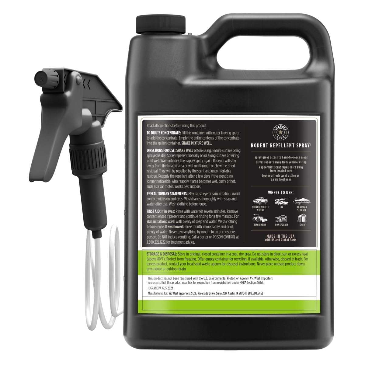 Grandpa Gus's Rodent Repellent Spray with Sprayer, Natural Peppermint & Cinnamon Oils Repel Mice and Stop Rats, 1 Gallon (Pack of 1) - Image 7