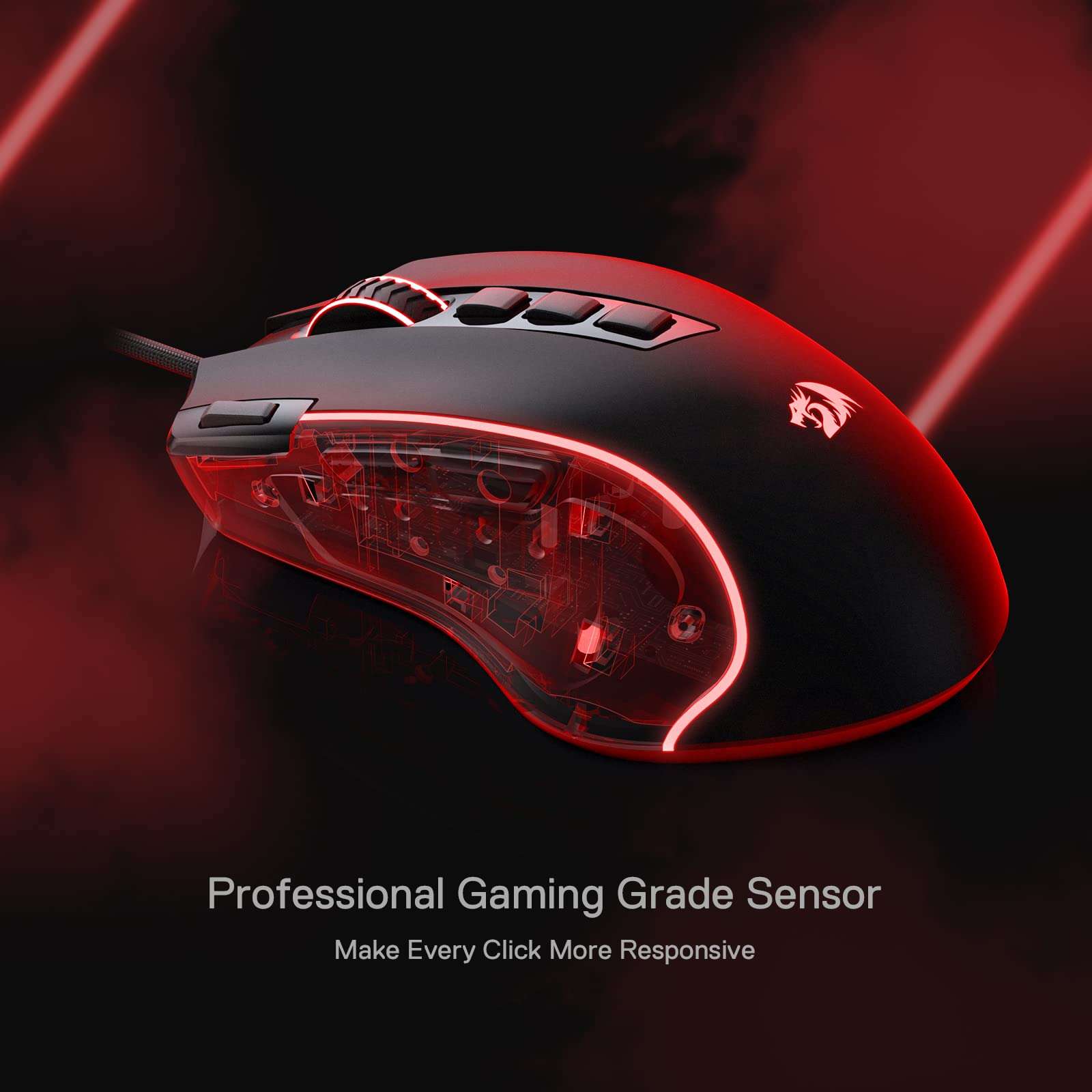 Redragon M612 Predator RGB Gaming Mouse, 8000 DPI Wired Optical Mouse with 11 Programmable Buttons & 5 Backlit Modes, Software Supports DIY Keybinds Rapid Fire Button - Image 4