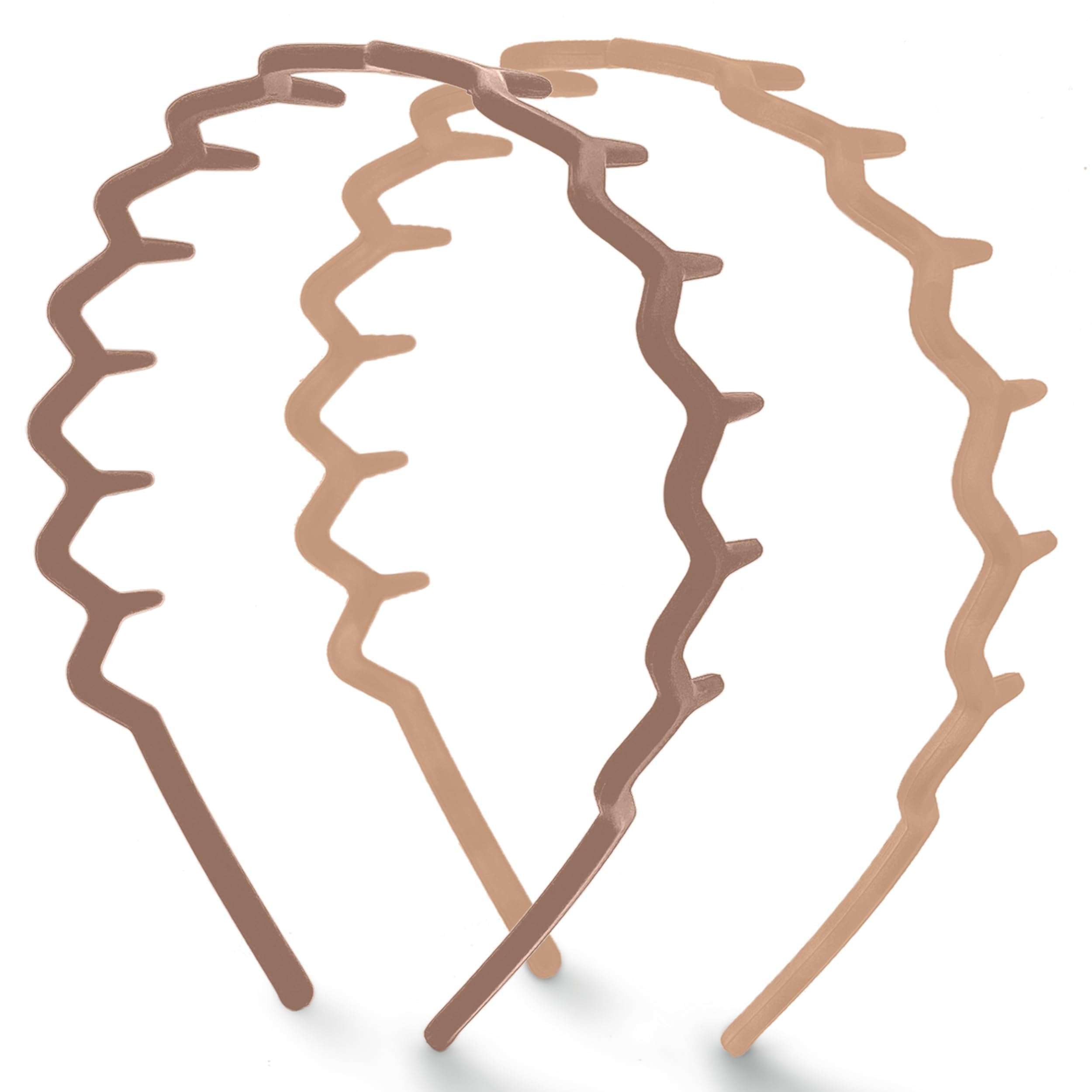 Kitsch Zig Zag Headbands, Recycled Plastic Wavy Hair Band with Teeth, Comb Headbands for Women and Men, Classic 90s Hair Accessories, 2pcs (Neutral) - Image 1