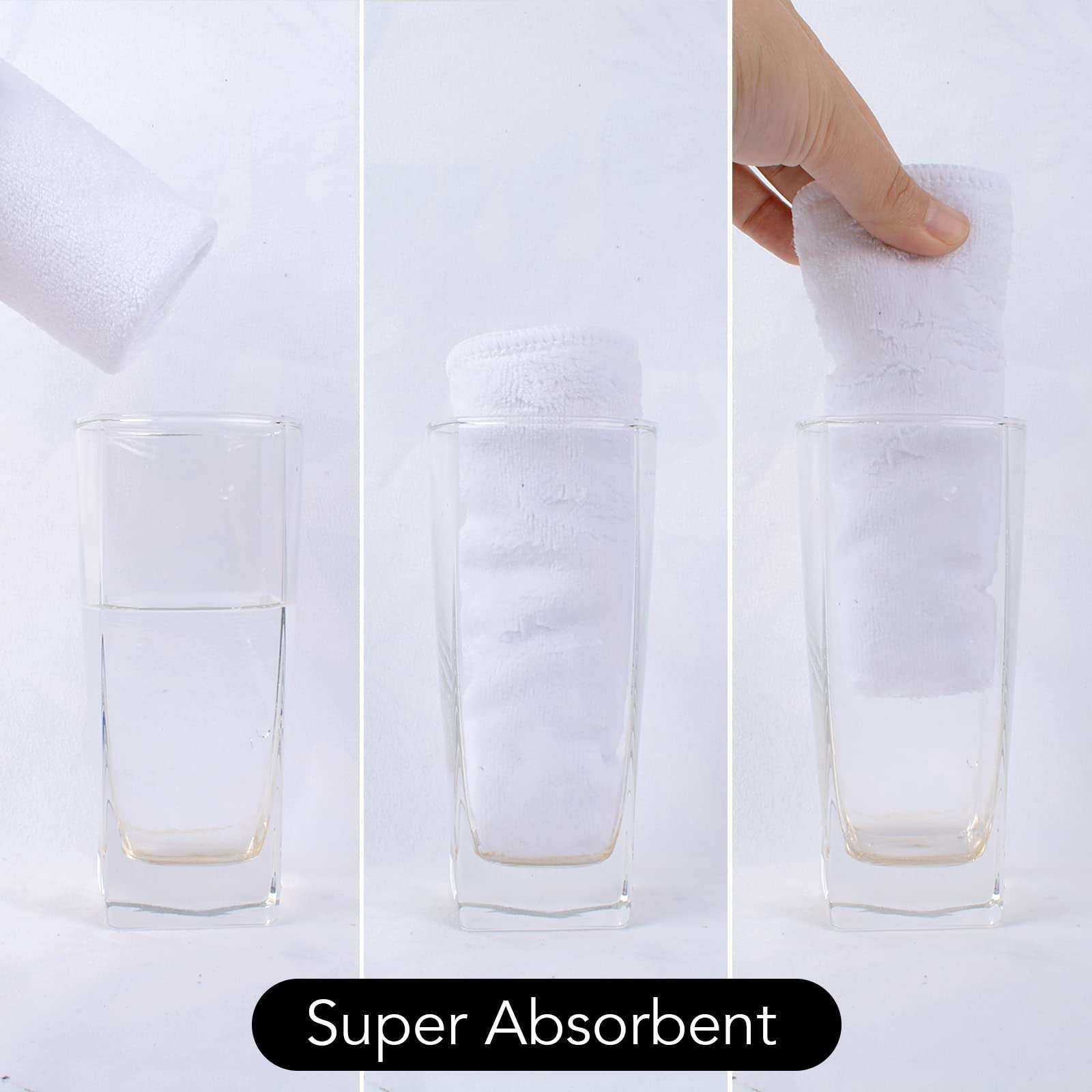 SINLAND Microfiber Facial Cloths Fast Drying Washcloth 12inch x 12inch White 6 pack - Image 6