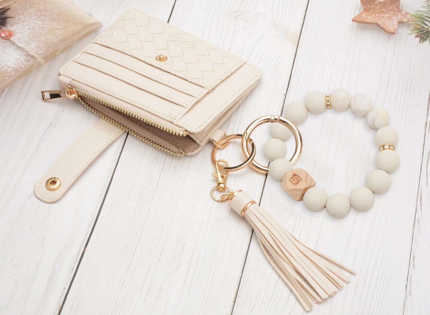 COOLANS Silicone Bracelet Wristlet Wallet Credit Card Holder RFID,ID Window,Key Ring Tassel,Slim Wallet Women Keychain Purse - Image 4