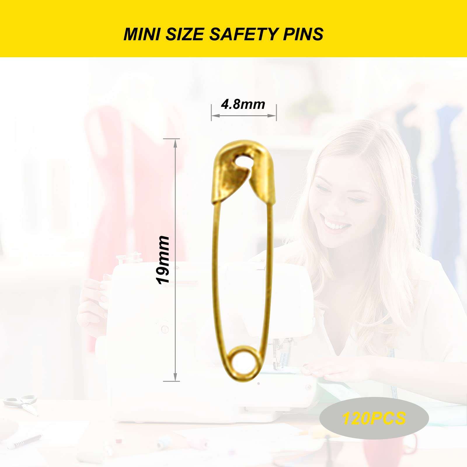 Gold Safety Pins,Small Safety Pins for Clothes,19mm Metal Mini Saftey Pin for Tag Art Crafting Sewing Jewelry Making (120Pcs/Box) - Image 3