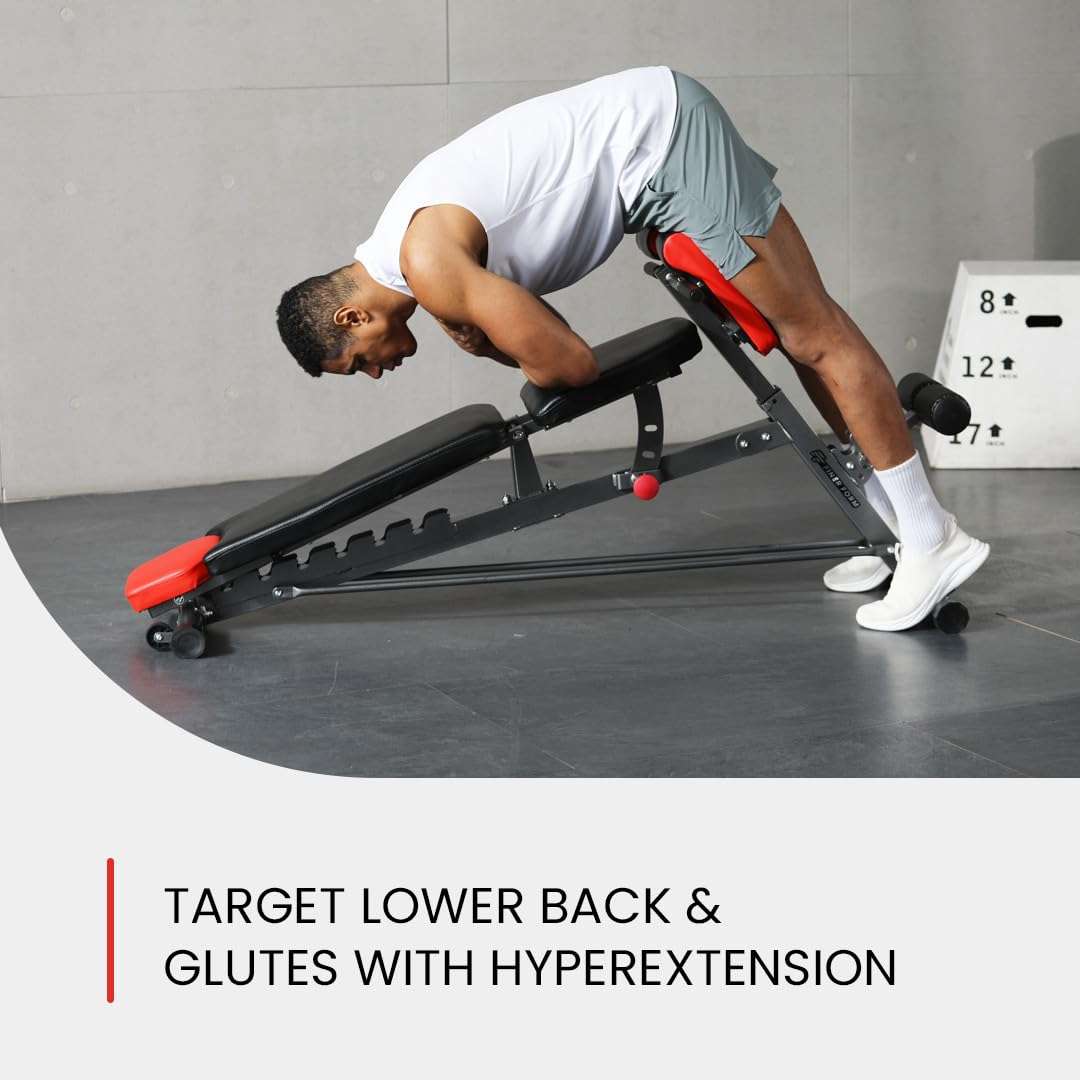 Finer Form Multi-Functional FID Weight Bench for Full All-in-One Body Workout – Hyper Back Extension, Roman Chair, Adjustable Ab Sit up Bench, Incline Decline Bench, Flat Bench - Image 6