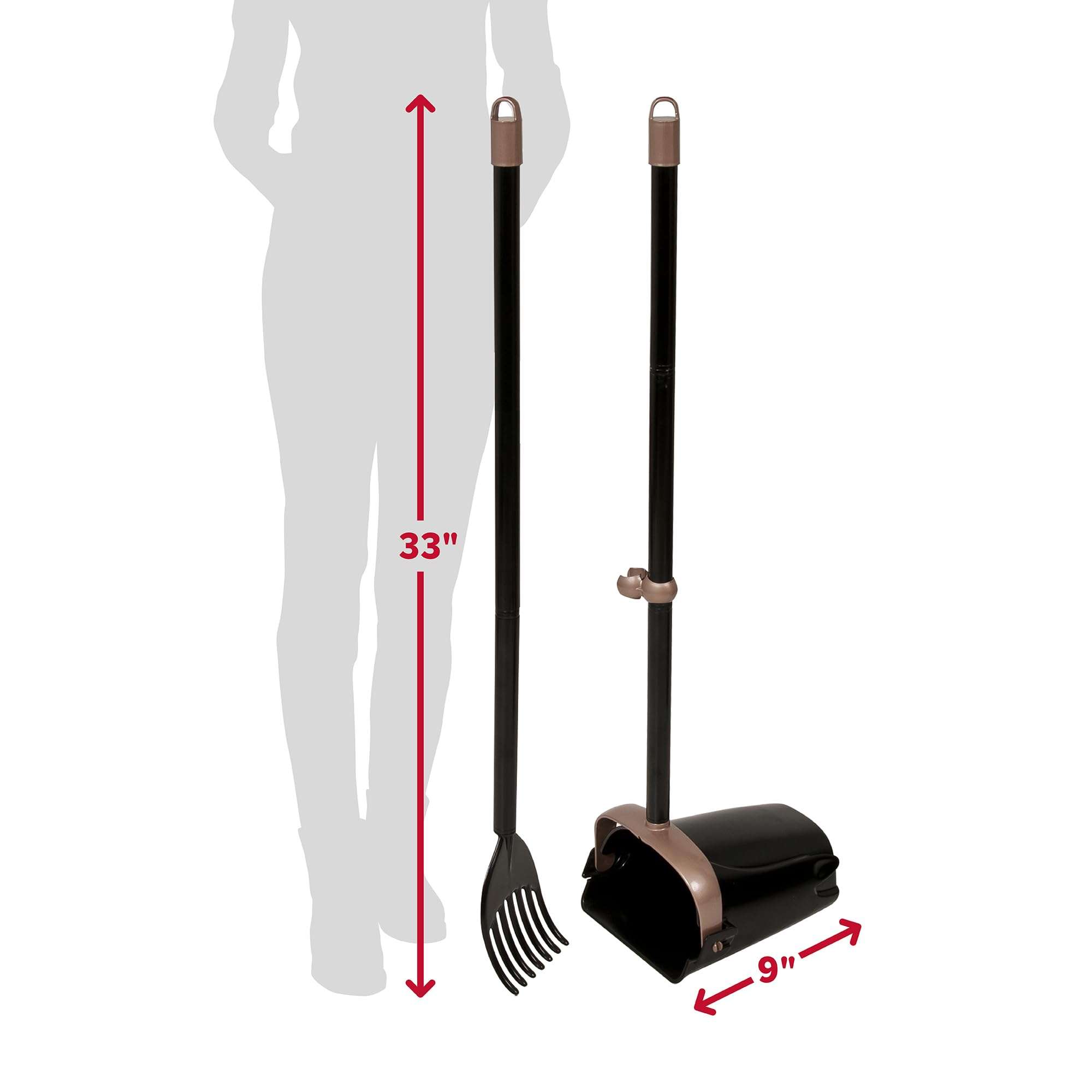 Arm & Hammer Dog Pooper Scooper Swivel Bin & Rake, Poop Scoop for Dogs, Black (2 Heavy Duty Scented Waste Bags Included) - Image 3