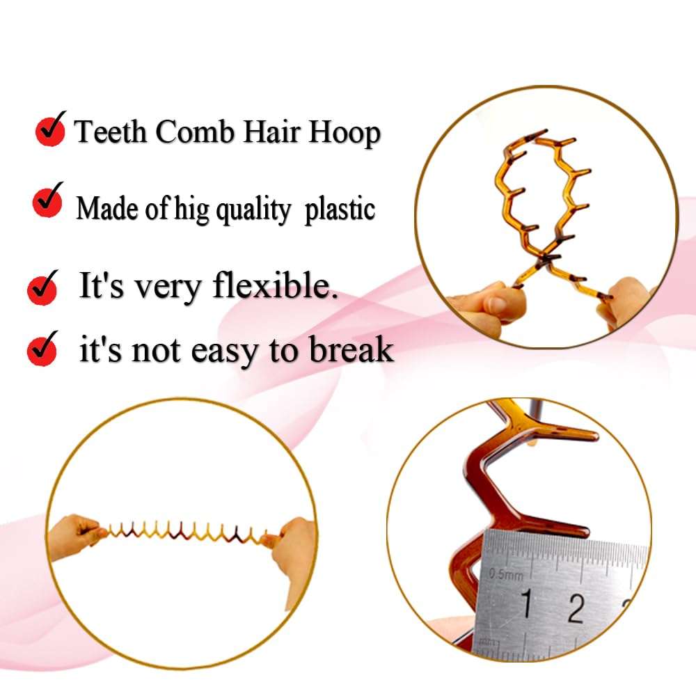 KALIYOTO Zig Zag Headbands, Recycled Plastic Wavy Hair Band with Teeth, Headbands for Women and Men, Classic 90s Hair Accessories, (1 Black Color+1 Brown) - Image 6
