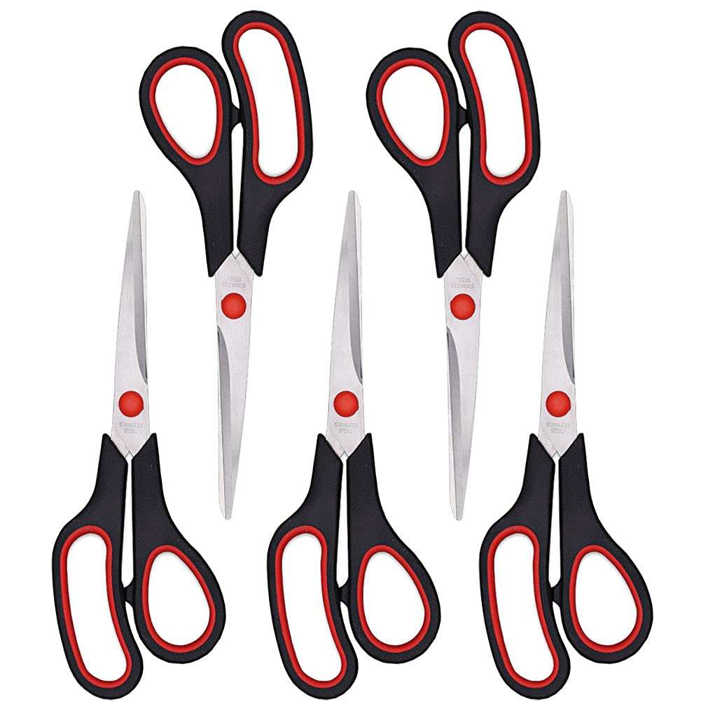 Scissors, Multipurpose office Scissors,8.5 Inch Ultra Sharp Shears, Comfort-Grip Handles Household scissors，Sturdy Sharp Craft Supplies - Pack of 5, Right/Left Hande - Image 1