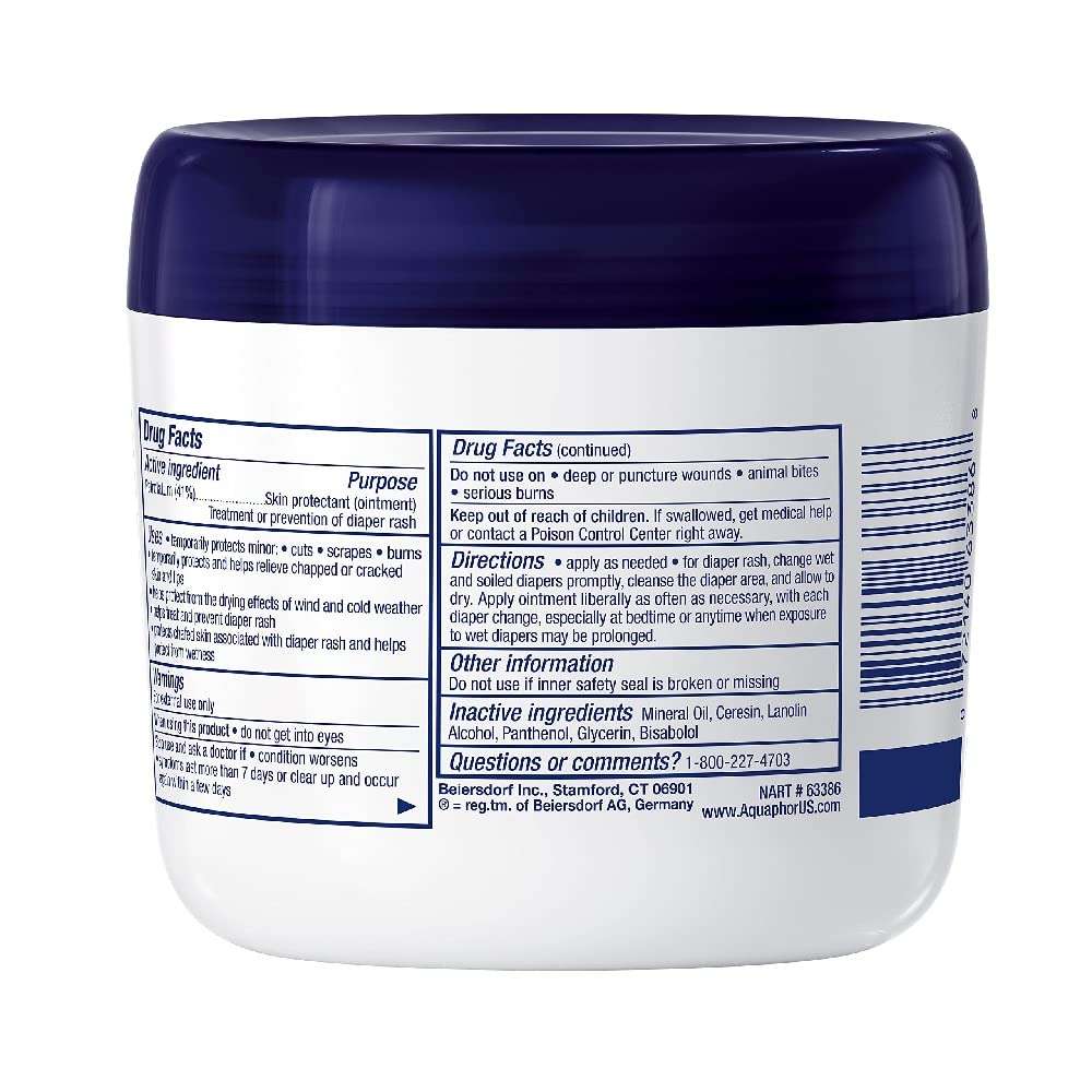 Aquaphor Baby Healing Ointment Advanced Therapy Skin Protectant for Chapped or Dry Skin, Drool Rash and Diaper Rash Ointment, 14 Oz Jar - Image 8