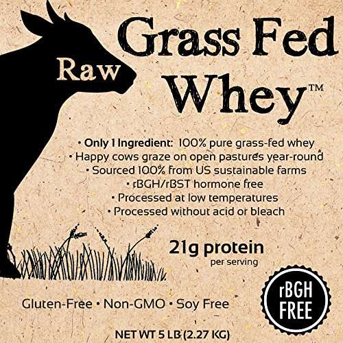 Raw Grass Fed Whey Protein Powder – Unflavored, Only 1 Ingredient: 100% Pure Grass-Fed Whey from Happy, Healthy Cows – Undenatured, Non-GMO, Hormone-Free, Gluten-Free, Made in USA, 5LB - Image 3