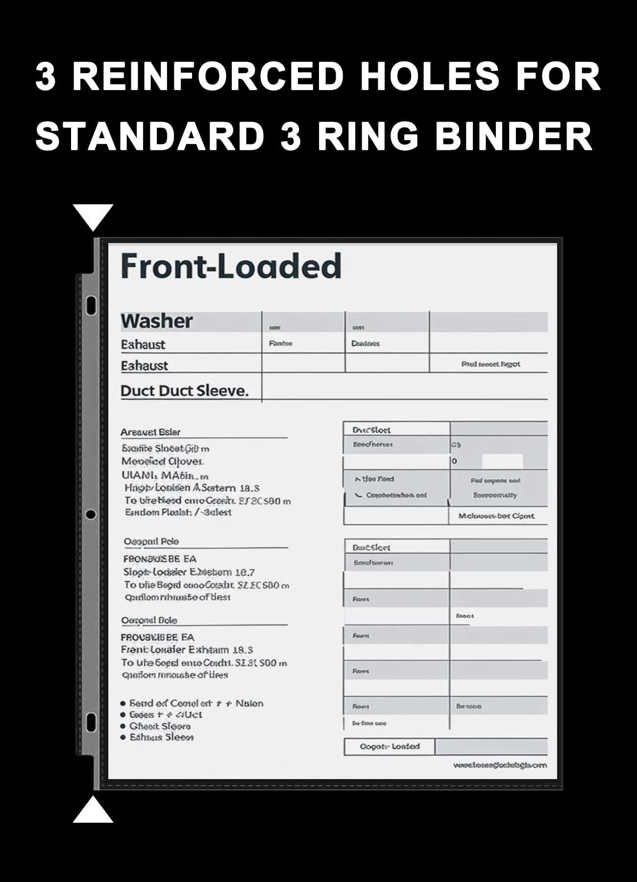 Sheet Protectors 8.5 x11 Inch, 100 Pack Page Protectors for 3 Ring Binder, Top Loading Plastic Sleeves with Reinforced 3-Hole Punch for Binders, Letter Size, for Documents and Photos, Office Supplies. - Image 3