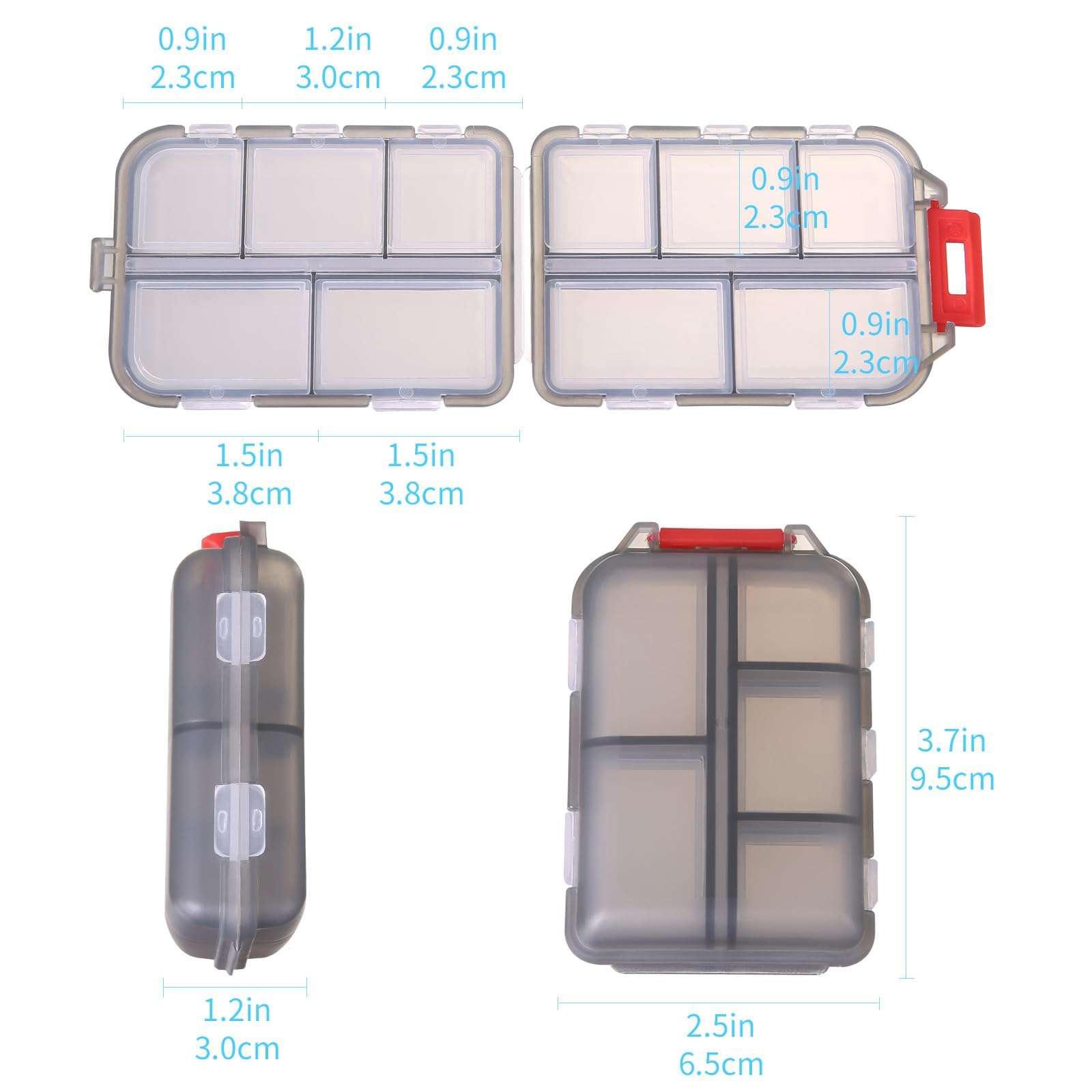 Zuihug 1Pack Travel Pill Organizer - 10 Compartments Pill Case, Compact and Portable Pill Box, Perfect for On-The-Go Storage, Pill Holder for Purse Gray - Image 3
