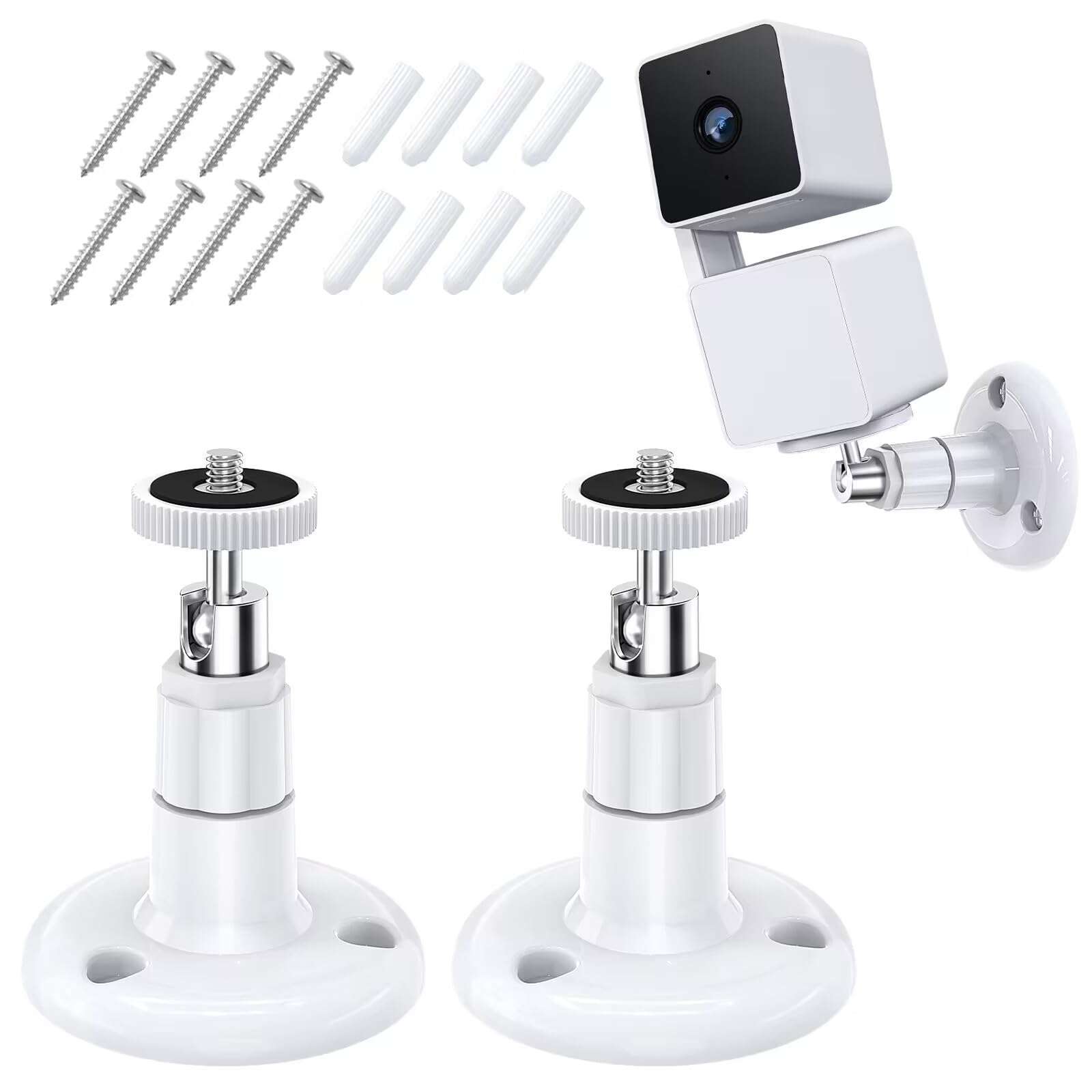 FastSnail Wall Mount Compatible with Wyze Cam Pan V3 & Wyze Cam V4/V3 & Wyze Cam Outdoor/Indoor, 360 Degree Swivel Adjustable Bracket for Wyze Cam and Other Camera with Same Interface 2 Pack - Image 1