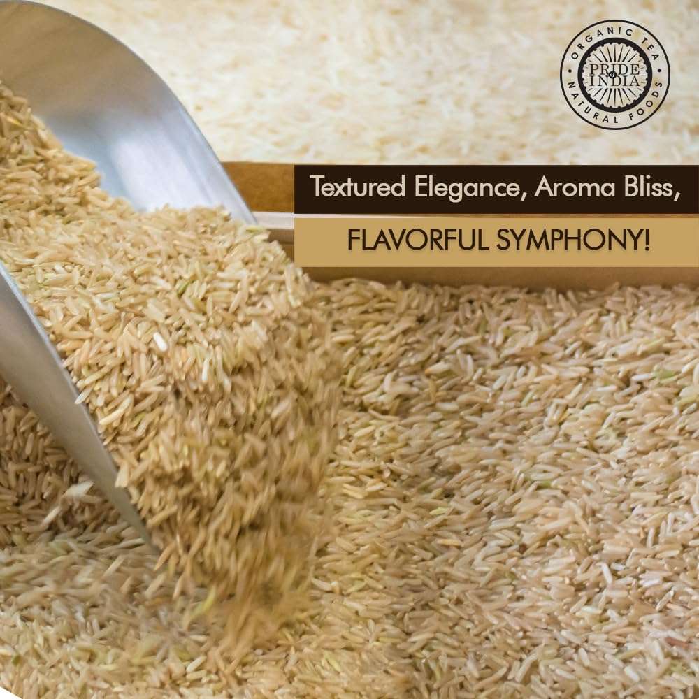 Pride Of India - Extra Long Brown Basmati Rice - Naturally Aged Healthy Grain, 3 lbs Jar - Image 3