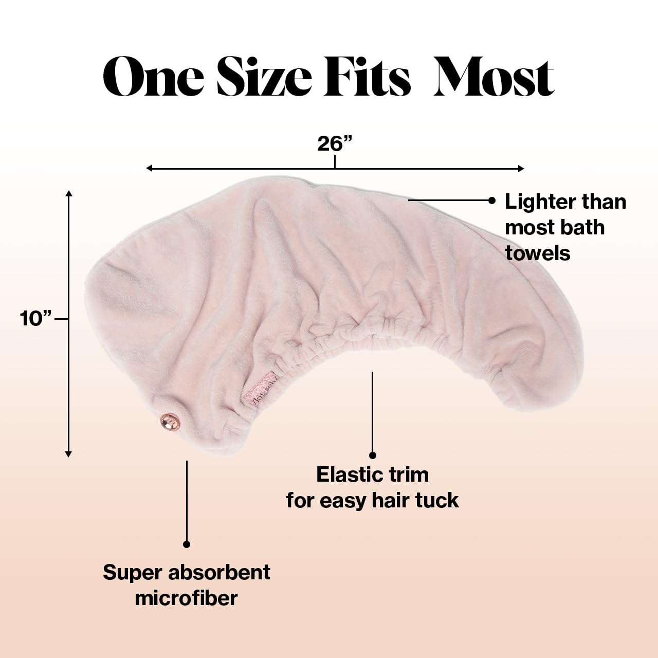 Kitsch Microfiber Hair Towel Wrap for Women - Super Absorbent Hair Drying Towel - Quick Dry, Anti-Frizz - for Long & Short, Wet & Curly Hair - Blush - Image 3