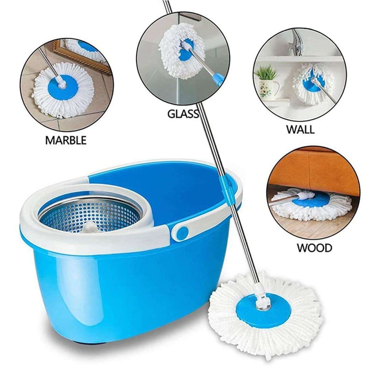 5 PCS Microfiber Replacement Mop Head Spin Mop Head Replacement 5-Pack, Microfiber Refill Heads Universal for 360 Spin Magic Mopping, Round Shape Standard Size White - Image 6