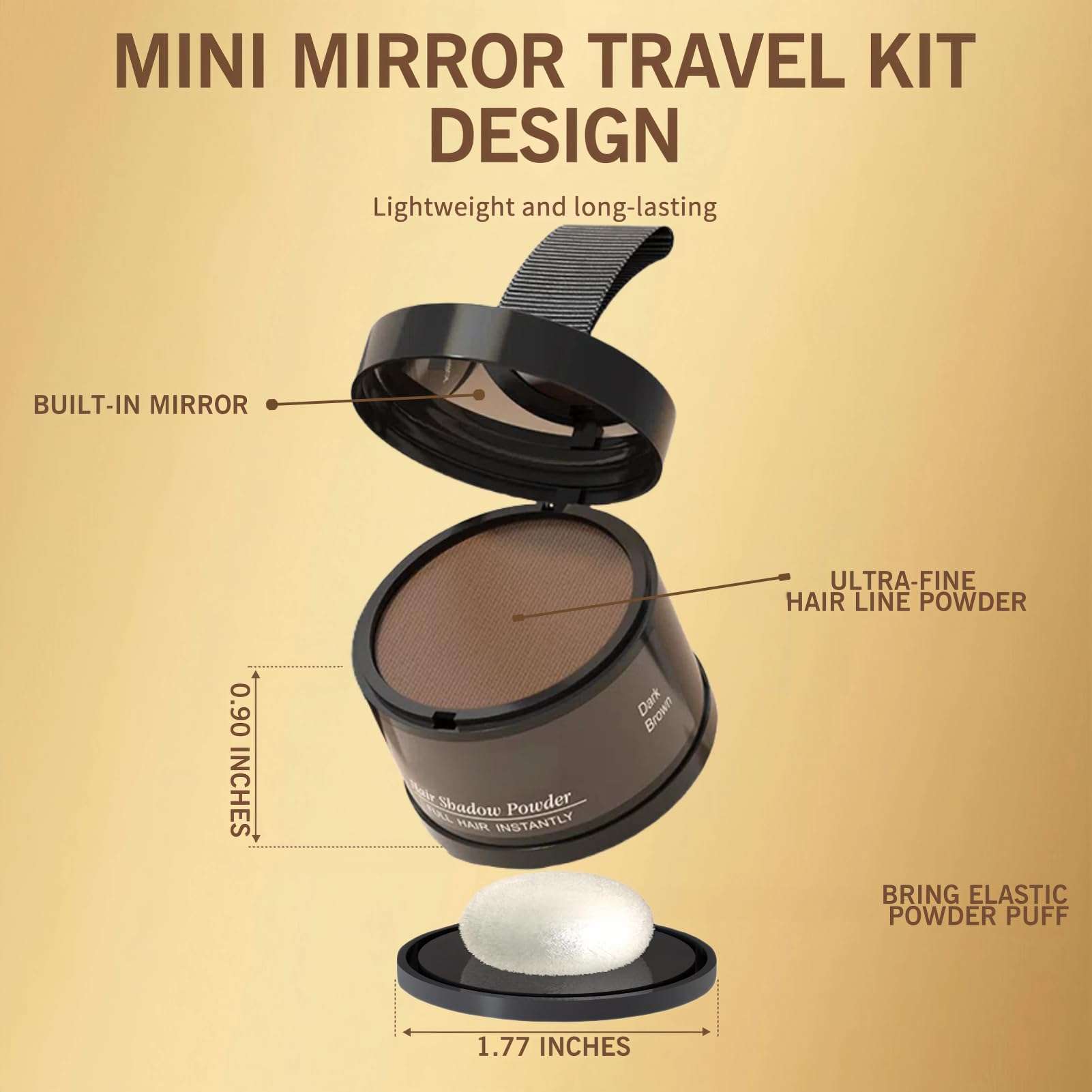 gowwim Hairline Powder(Dark Brown) Hair Root Dye, Instantly Hair Color Shadow Cover Gray Hair Root, Hair Touch-Up, Thin Hair Powder 4 g - Image 5