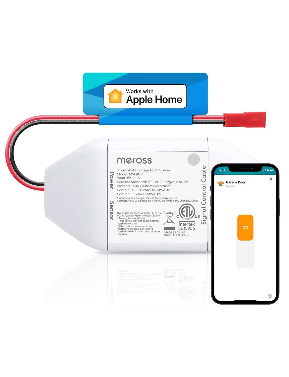 meross Smart Garage Door Opener Remote, Compatible with Apple HomeKit, Amazon Alexa, Google Assistant, CarPlay and SmartThings, No Hub Required - Image 1