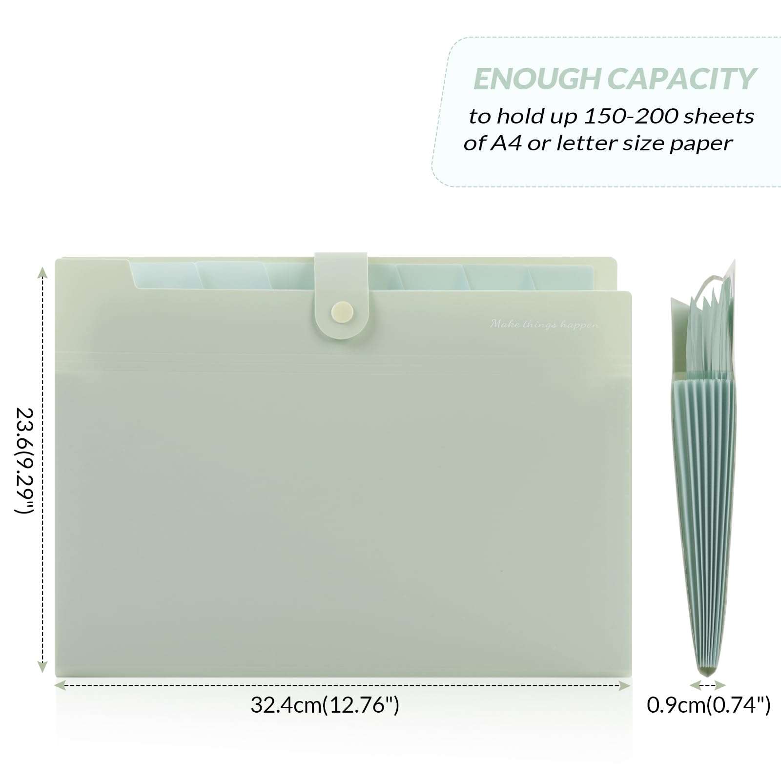SKYDUE Expanding File Organizer with 8 Pockets, Accordion File Folders with Labels, Portable Document Paper Bill Receipt Organizer, Home College School Office Supplies, Letter Size,Light Green - Image 3