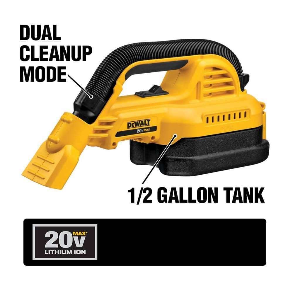 DEWALT 20V MAX Hand Vacuum, Cordless, for Wet or Dry Surfaces, 1/2-Gallon Tank, Washable Filter, Portable, Bare Tool Only (DCV517B) - Image 6