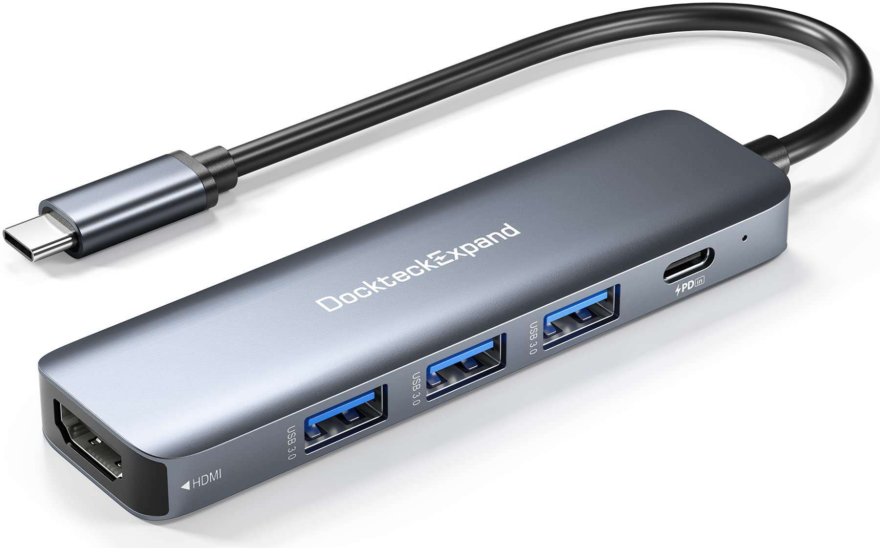 USB C HUB, DockteckExpand USB-C Multiport Adapter 5 in 1 with 4K HDMI, 100W Power Delivery, 3 USB 3.0 Data Ports for MacBook Pro/Air, iPad Pro/Air/Mini 6 and More - Image 1