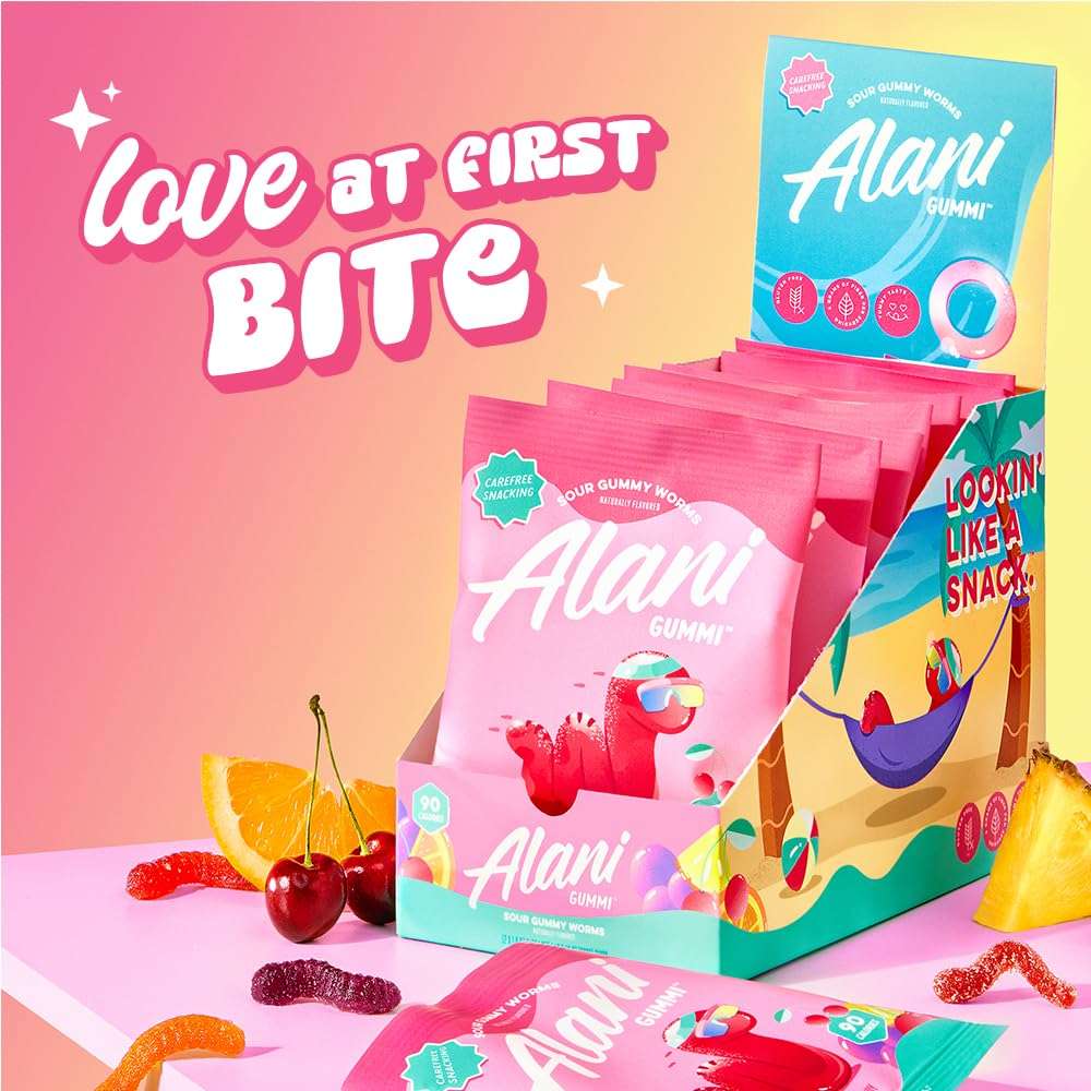 Alani Gummis Sour Gummy Worms Low Sugar Gummy Candy (6G) | 90 Calories per Bag | On-The-Go Snacks | Gluten Free | 6G of Fiber | Naturally Flavored | Pack of 12 - Image 7